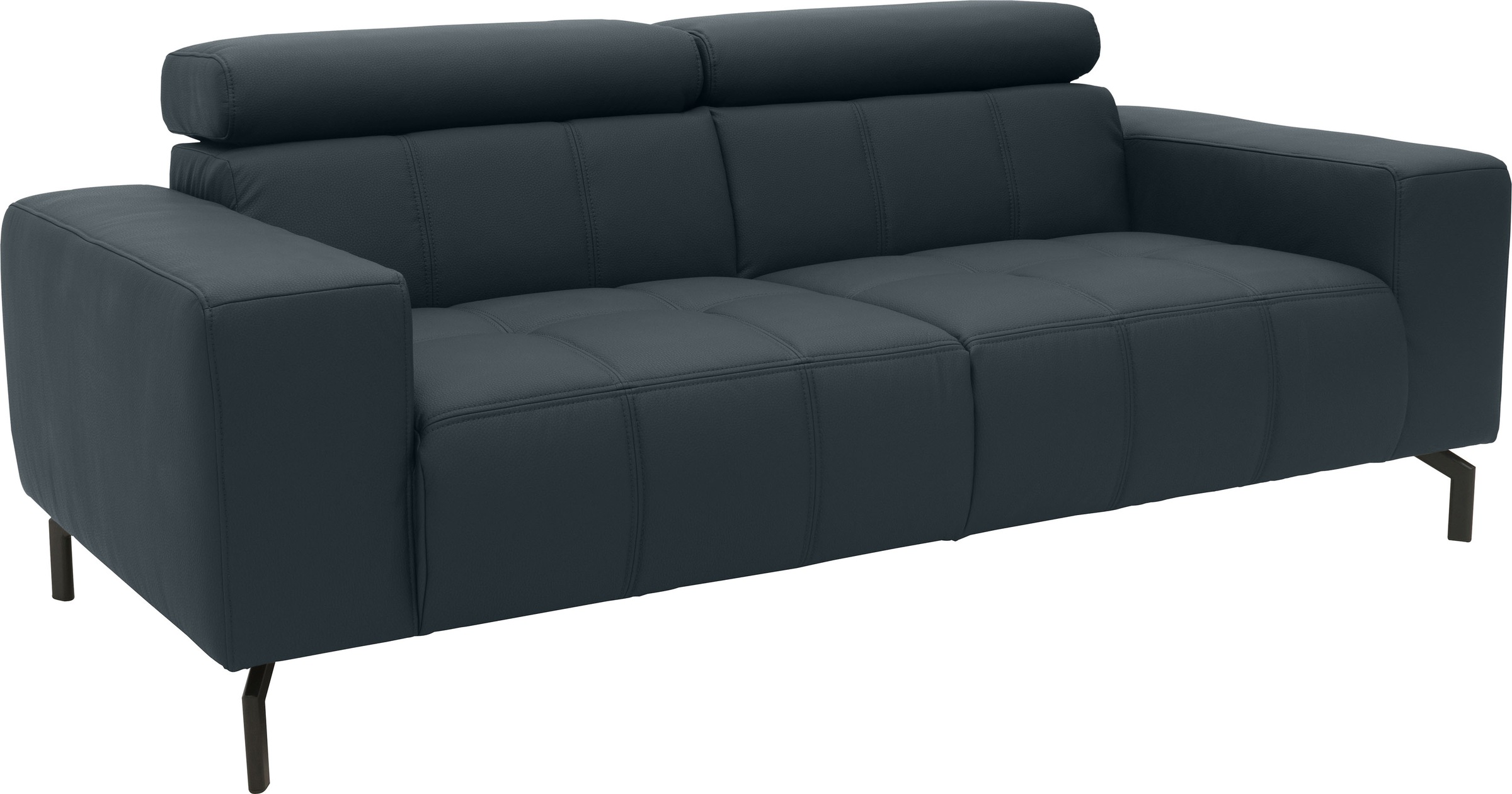 DOMO collection 2-Sitzer »Cunelli zeitlos und elegant, moderne Sitznähte als Designelement,«, wahlweise mit 6-fach verstellbaren Kopfteilen, fester Sitzkomfort