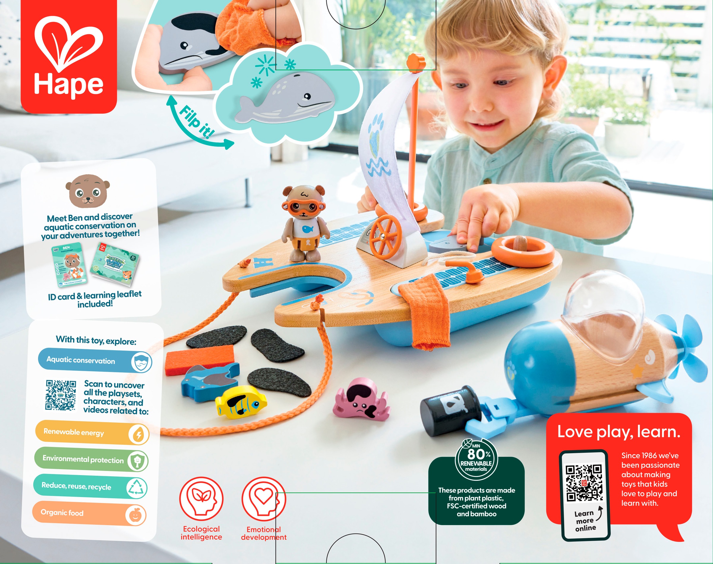 Hape Spielwelt »Green Planet Explorers, Ben’s Catamaran«