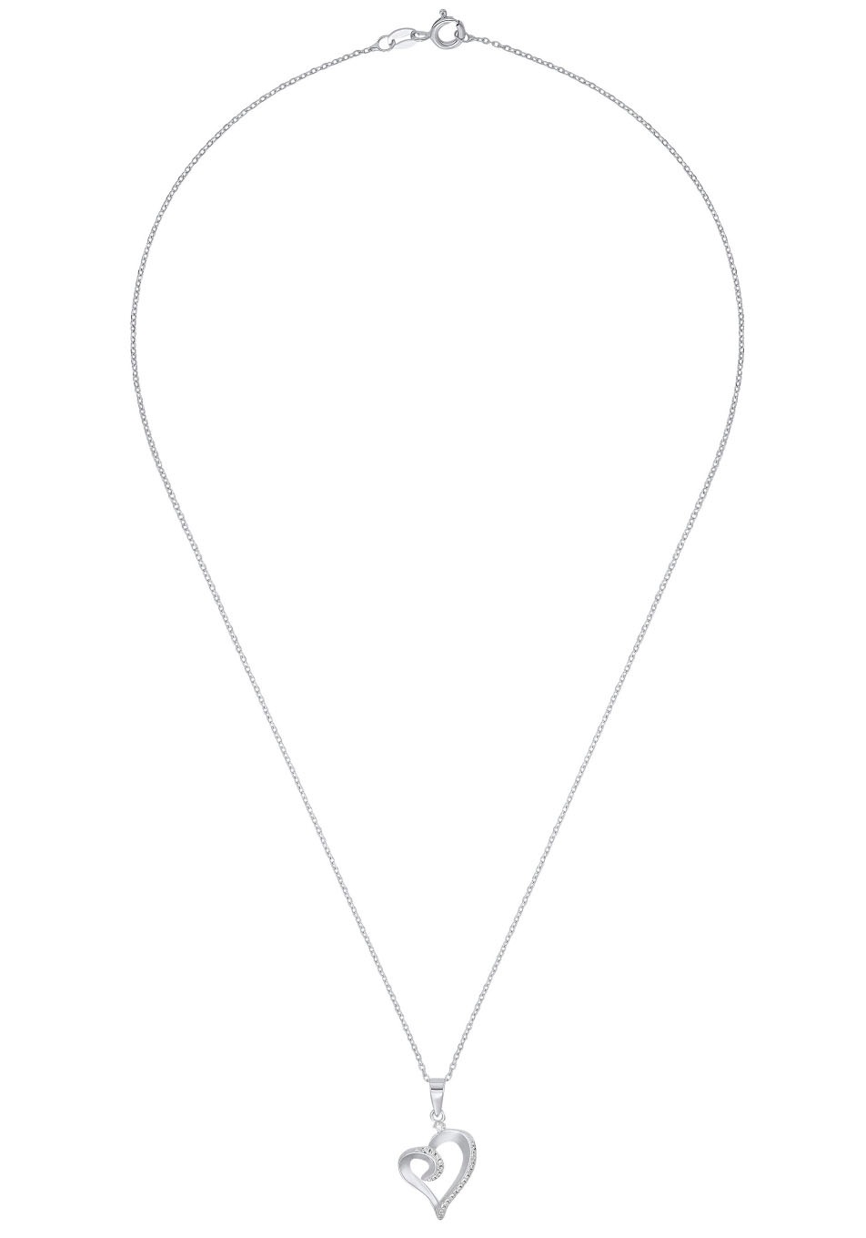 Amor Kette mit Anhänger »Silver Heart, 9834280«, mit Zirkonia (synth.)