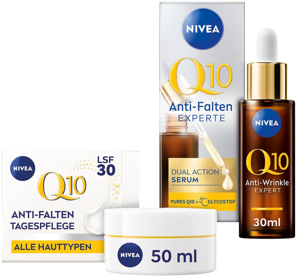 Nivea Pflege-Set »Q10 Anti-Falten Dual Action Serum + Q10 Tagespflege LSF 30«, (2 tlg.)