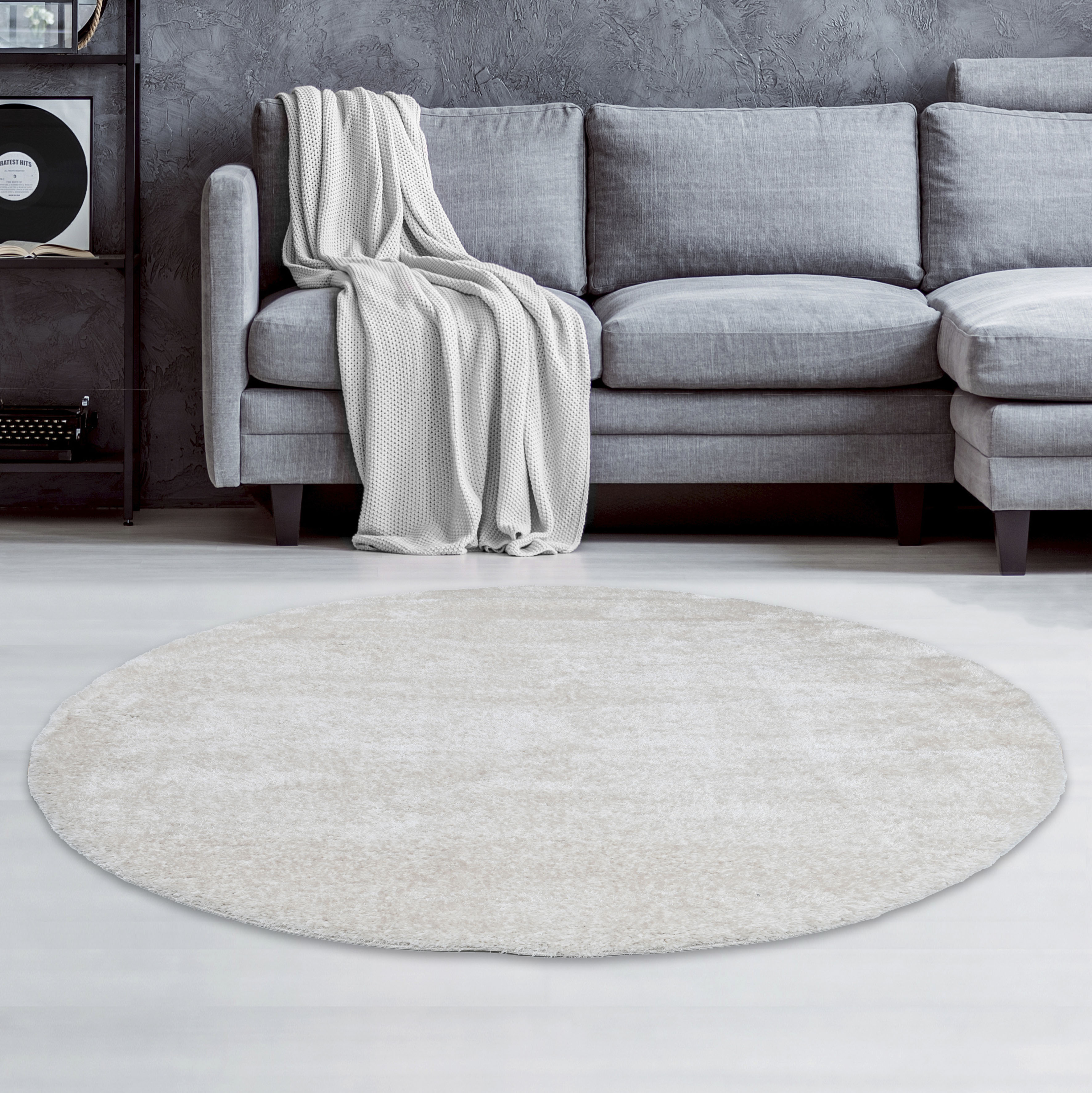 My Home Hochflor-Teppich »Malin« rund 43 mm Höhe Uni-Farben, leicht glänzend, besonders flauschig durch Mikrofaser in beige