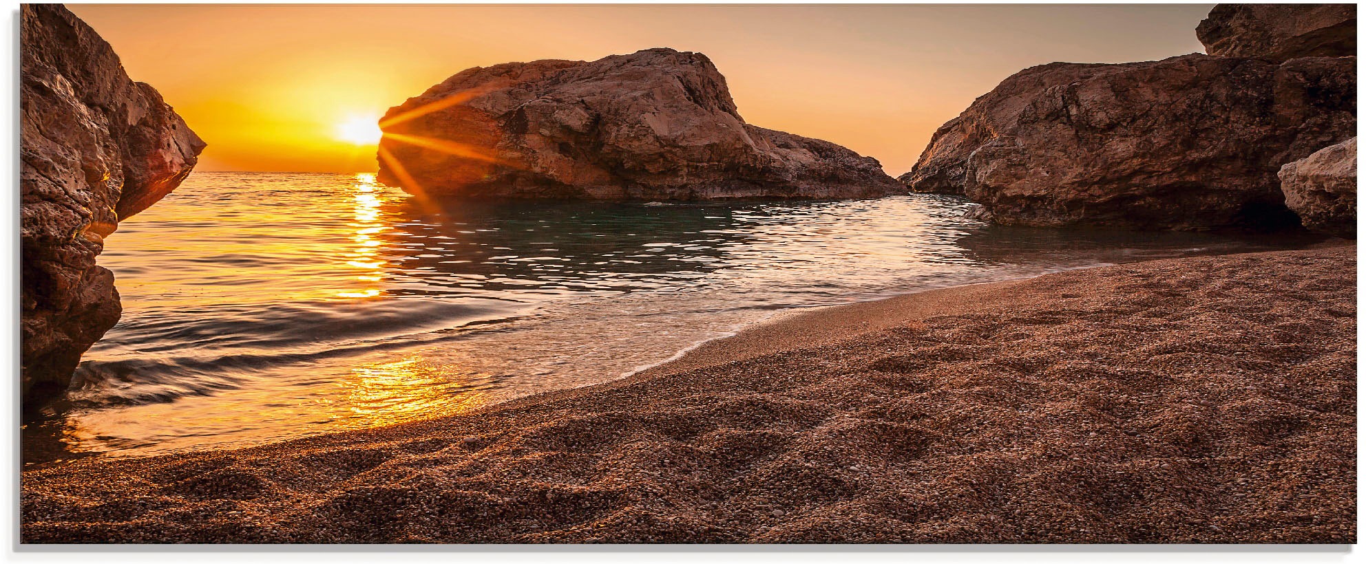 Artland Glasbild »Sonnenuntergang und Strand«, Strand, (1 St.)