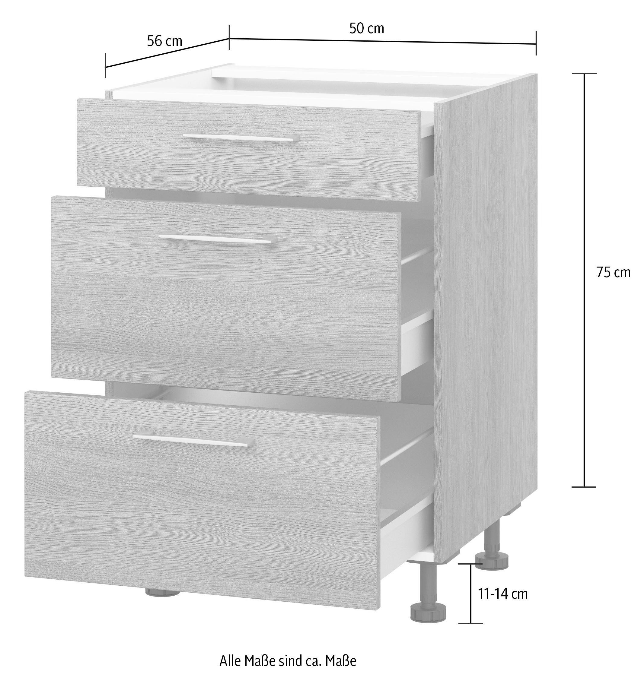 KOCHSTATION Auszugsunterschrank »KS-Trea U2AS50«, mit drei Auszügen, Breite 50 cm, Höhe 75 cm