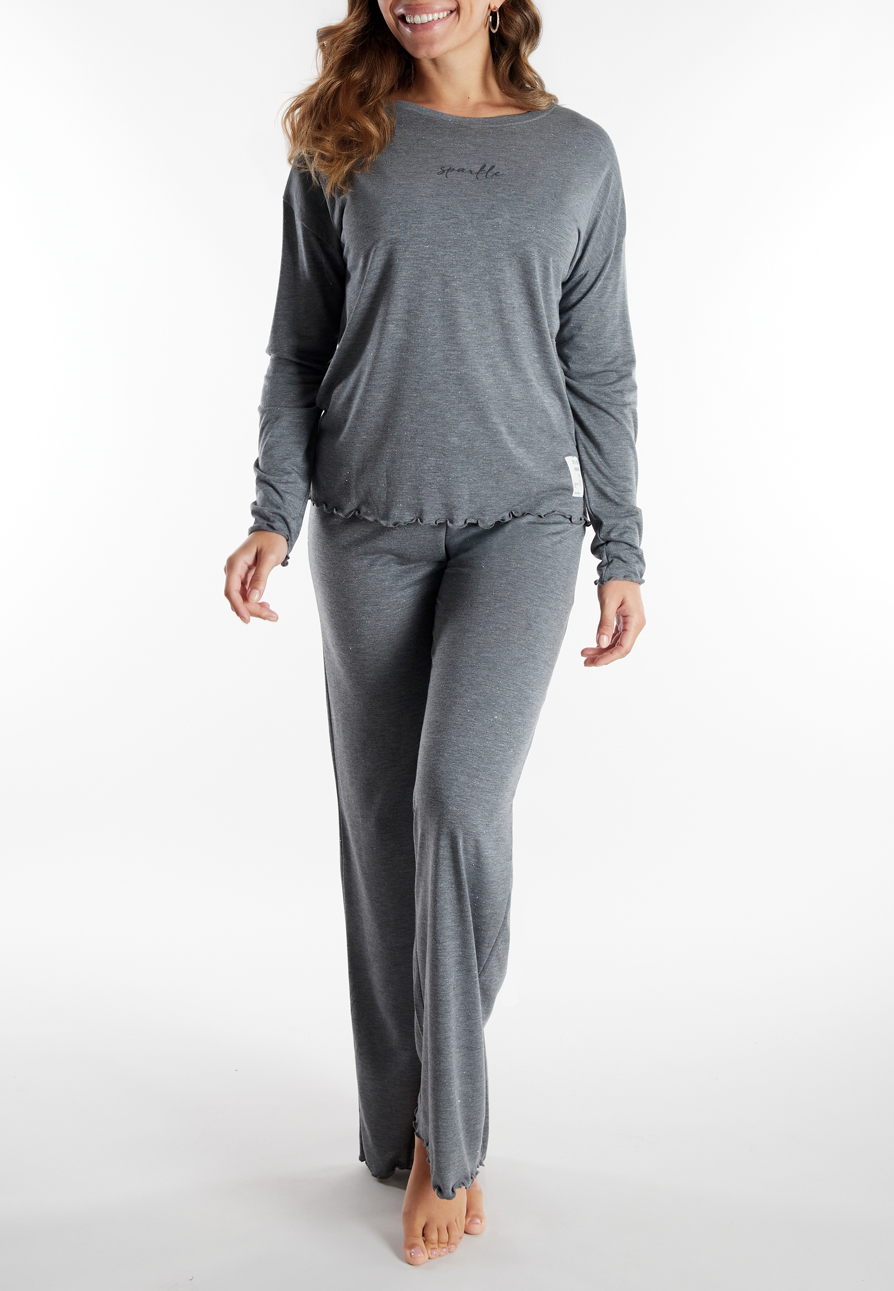 TOM TAILOR Schlafanzug »Xanthi« 2 tlg. mit langen Ärmeln, leicht meliert, Rundhalsausschnitt