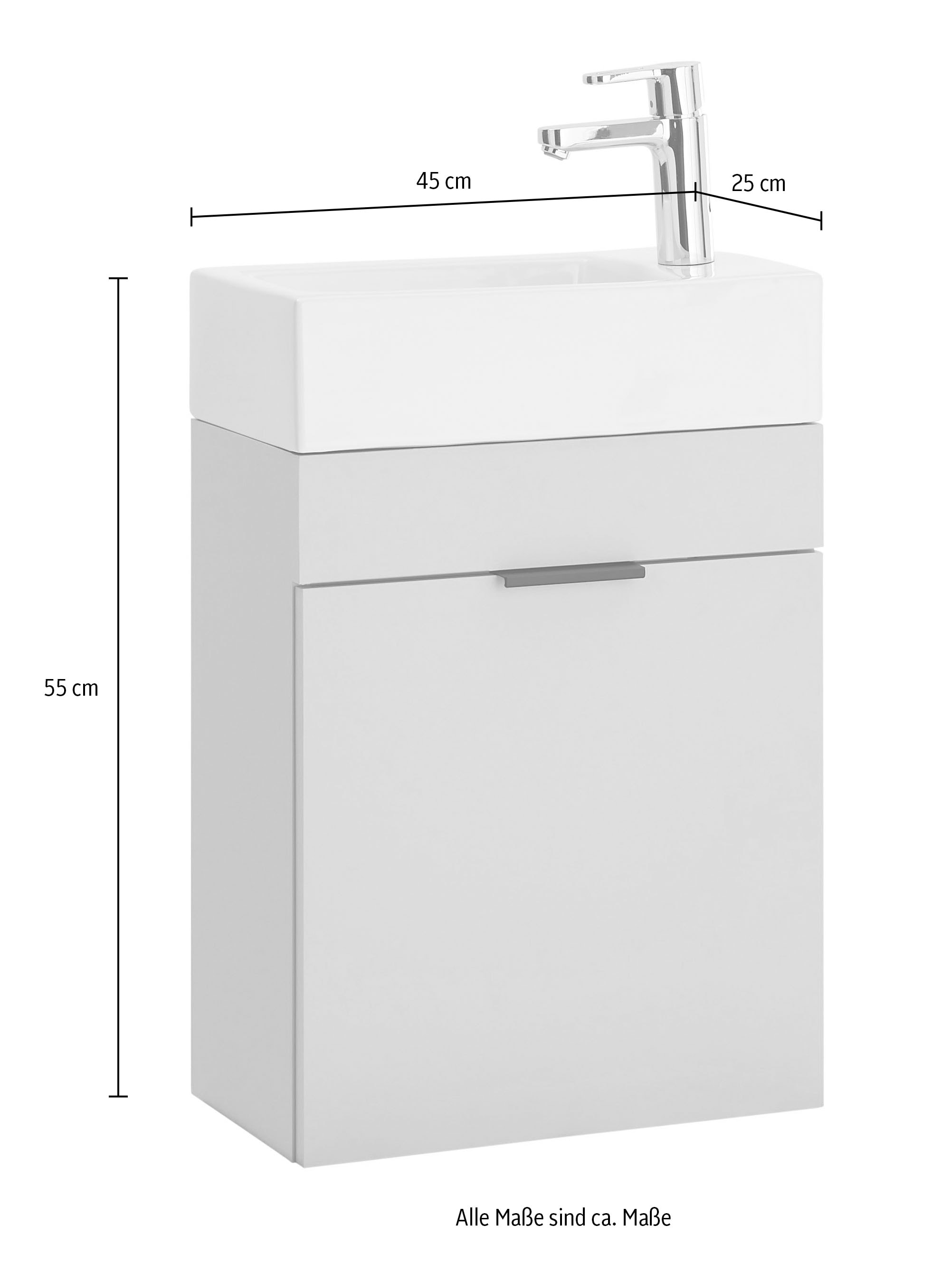 BASIC by Balculina Waschbeckenunterschrank »Nancy BxHxT 45x55x25 cm« 2 Stk. tlg. Breite 45 cm, inkl. Waschbecken