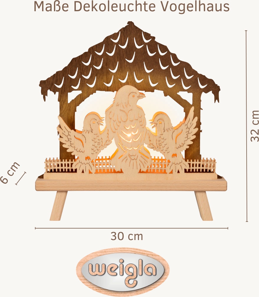 Weigla Lichterbogen »Vogelhaus, Dekoleuchte, NATUR-BRAUN, Winterdeko, Herbstdeko«, Erzgebirge garantiert, Weihnachtsdeko Innen, Weihnachtsbeleuchtung