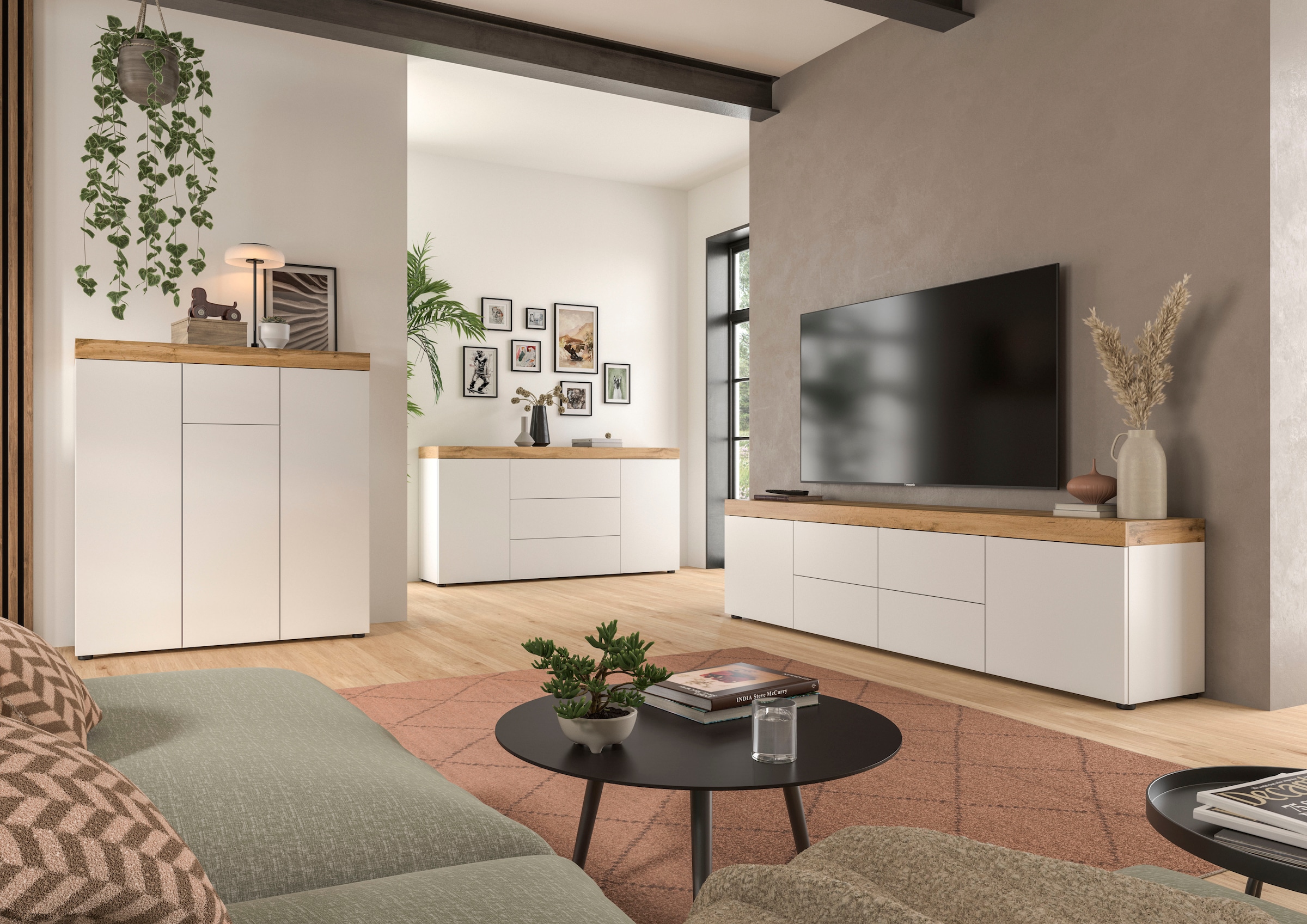 OTTO home Sideboard »MAMBO, TOPSELLER!, Breite 160cm, 2 Türen, 3 Schubkästen, push-2-open« 2 farbige Ausführung, in verschiedenen Farben erhältlich, 1 Stk. tlg. Kommode, Anrichte, Wohnzimmer, Schlafzimmer