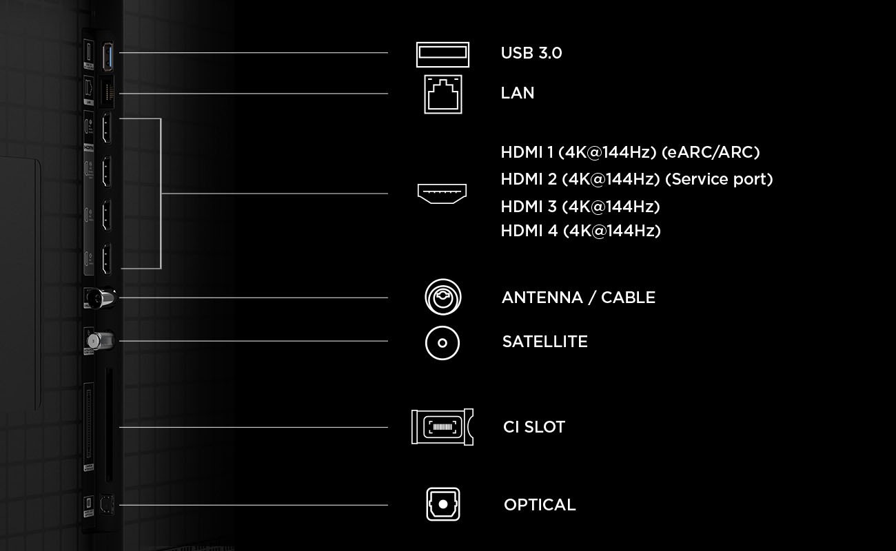 TCL Mini-LED-Fernseher »98C8LX1« 248 cm/98 ″ SQD-Mini LED, HDR 6000 Nits, 100%BT.2020, 144Hz, AiPQ Pro,Dolby Vision