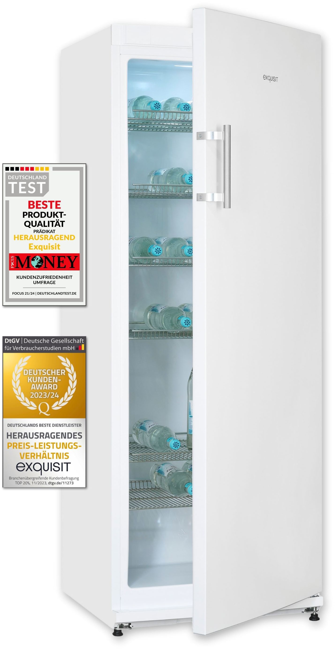 exquisit Getränkekühlschrank »GKS31-V-H-280E weiss«