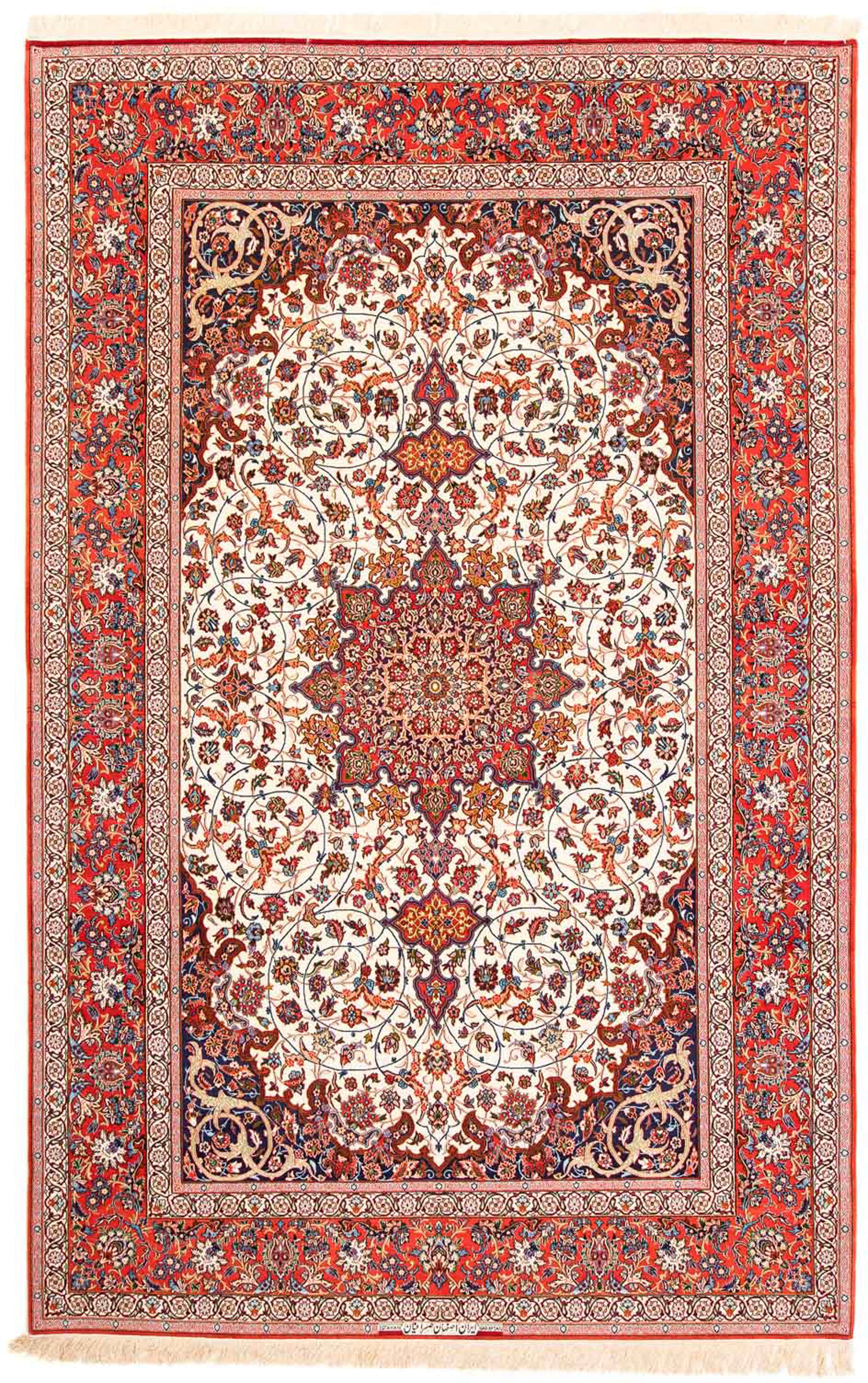 morgenland Orientteppich »Perser - Isfahan - Premium - 310 x 208 cm - rot«, rechteckig, Wohnzimmer, Handgeknüpft, Einzelstück mit Zertifikat