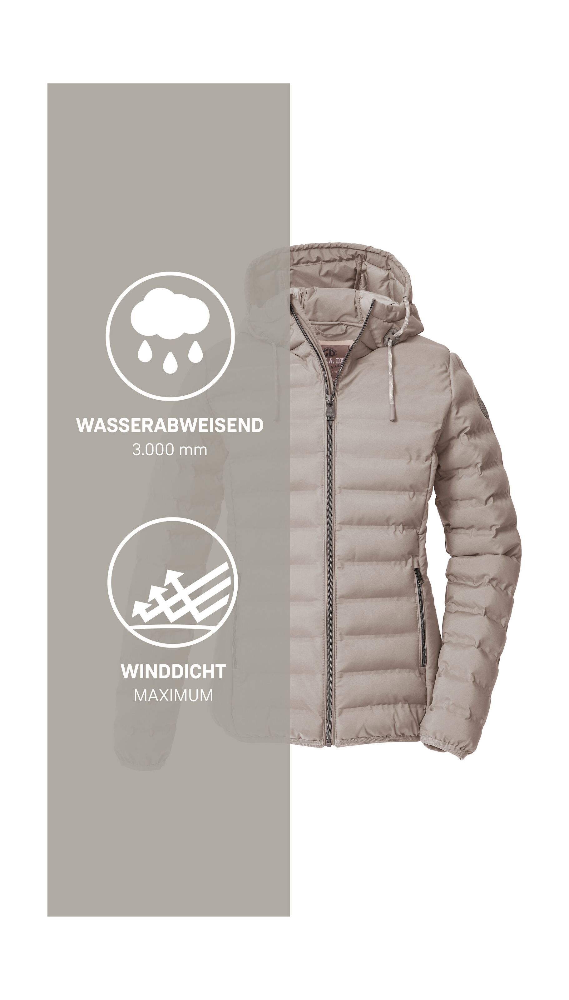 G.I.G.A. DX by killtec Steppjacke »Damen Steppjacke OOGW 1«, Leichte Steppjacke, wasserabweisend, weitenregulierbare Kapuze