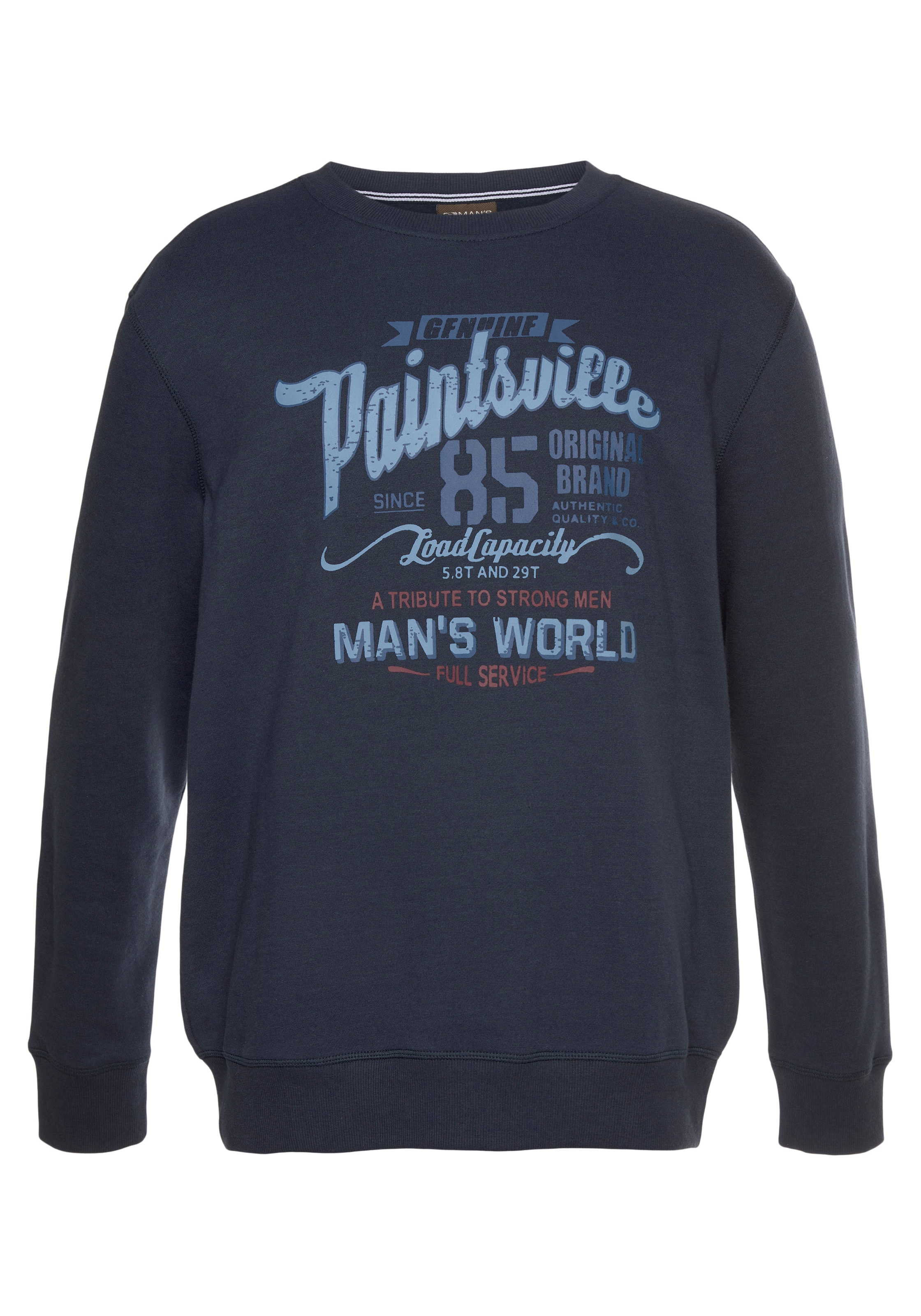 Man's World Sweatshirt, Langarm, lässiger Print, Rundhals, aus Baumwollmischung