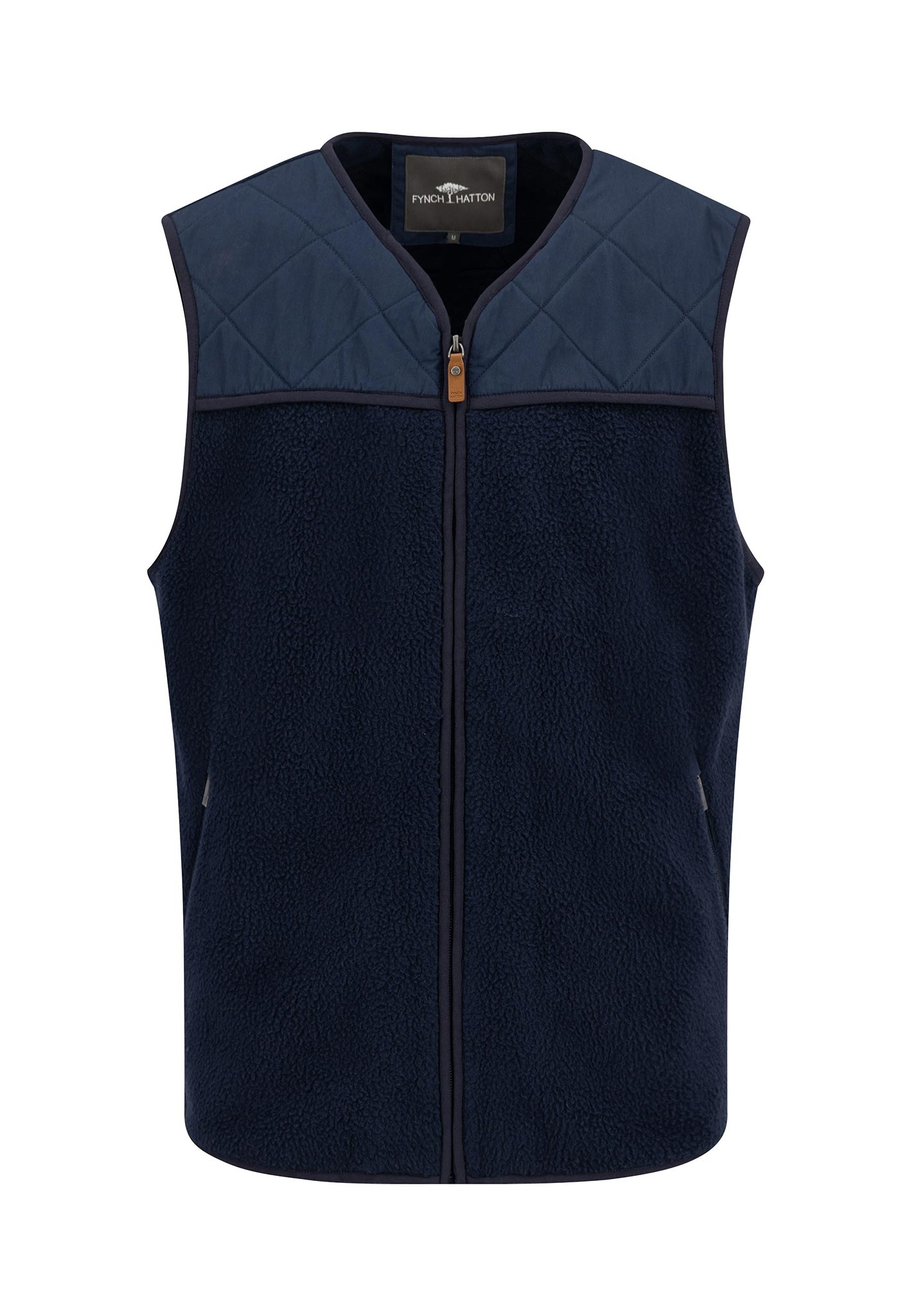 Fynch-Hatton Herren Fleecejacke ohne Kapuze mit Taschen in blau, Größe XL