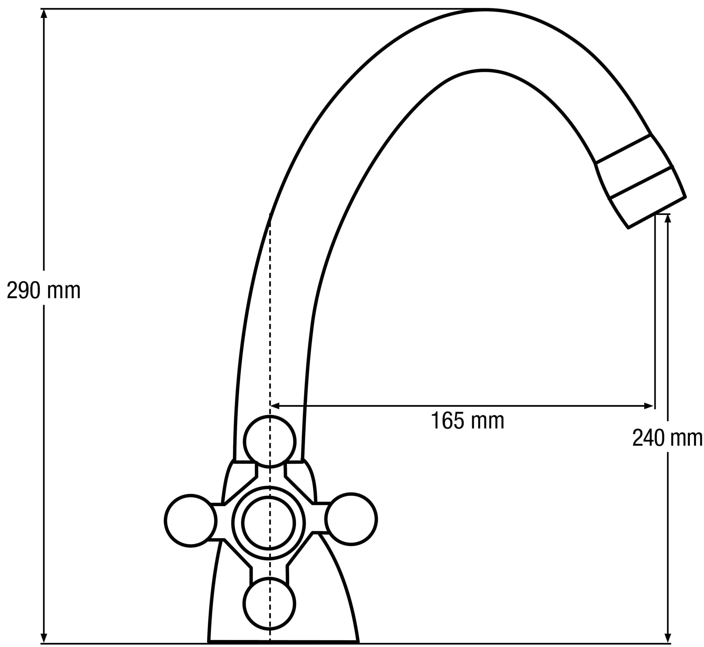 CORNAT Spültischarmatur »Zweigriffarmatur "Nostalgie", HD, Messing, verchromt« , hoher & schwenkbarer Auslauf