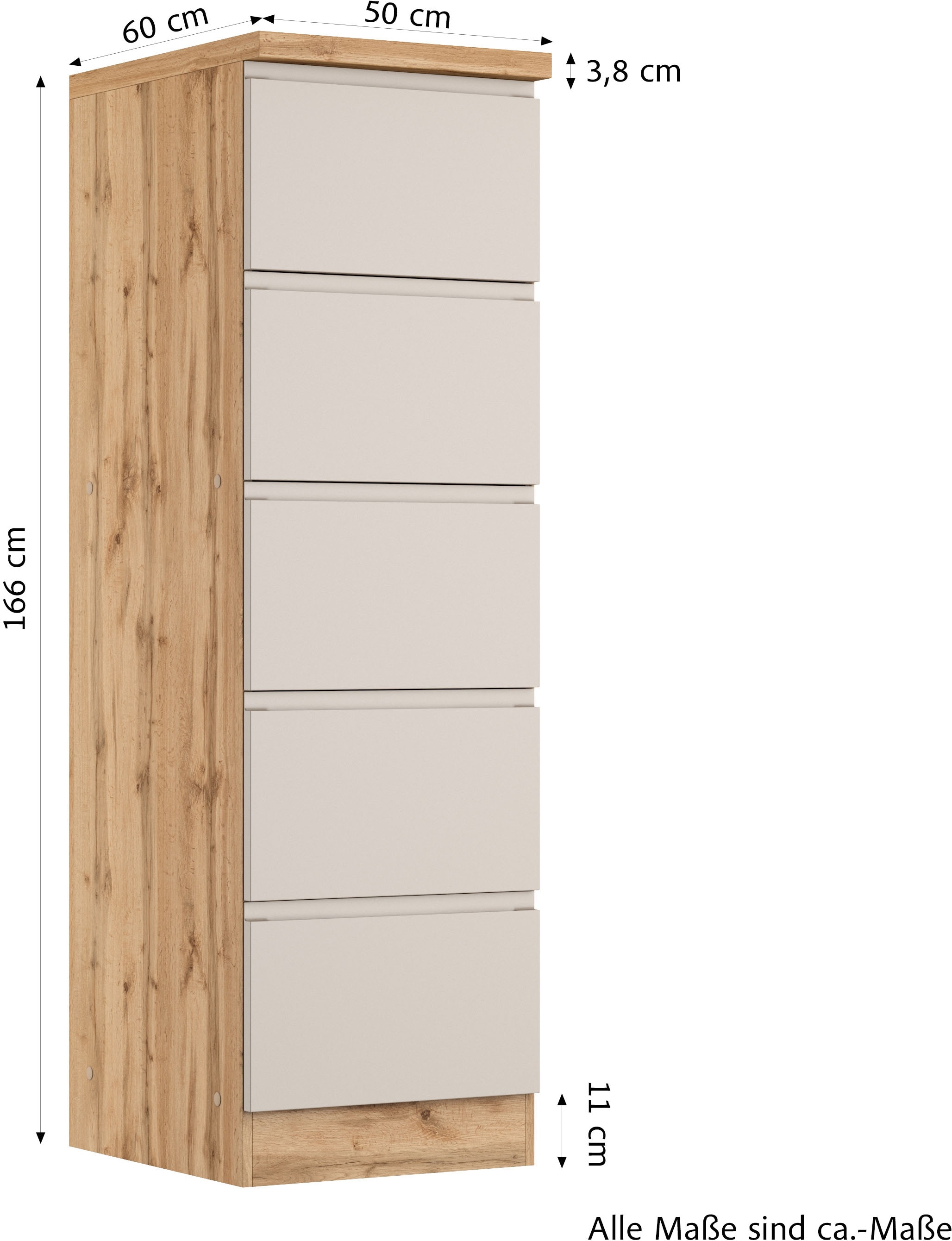 KOCHSTATION Vorratsschrank »KS-Virginia,neu in verbesserter Ausführung« Stauraum, Softclose, mit CPL-Arbeitsplatte,  Breite 60 cm, 5 Auszüge, Soft-Close-Funktion