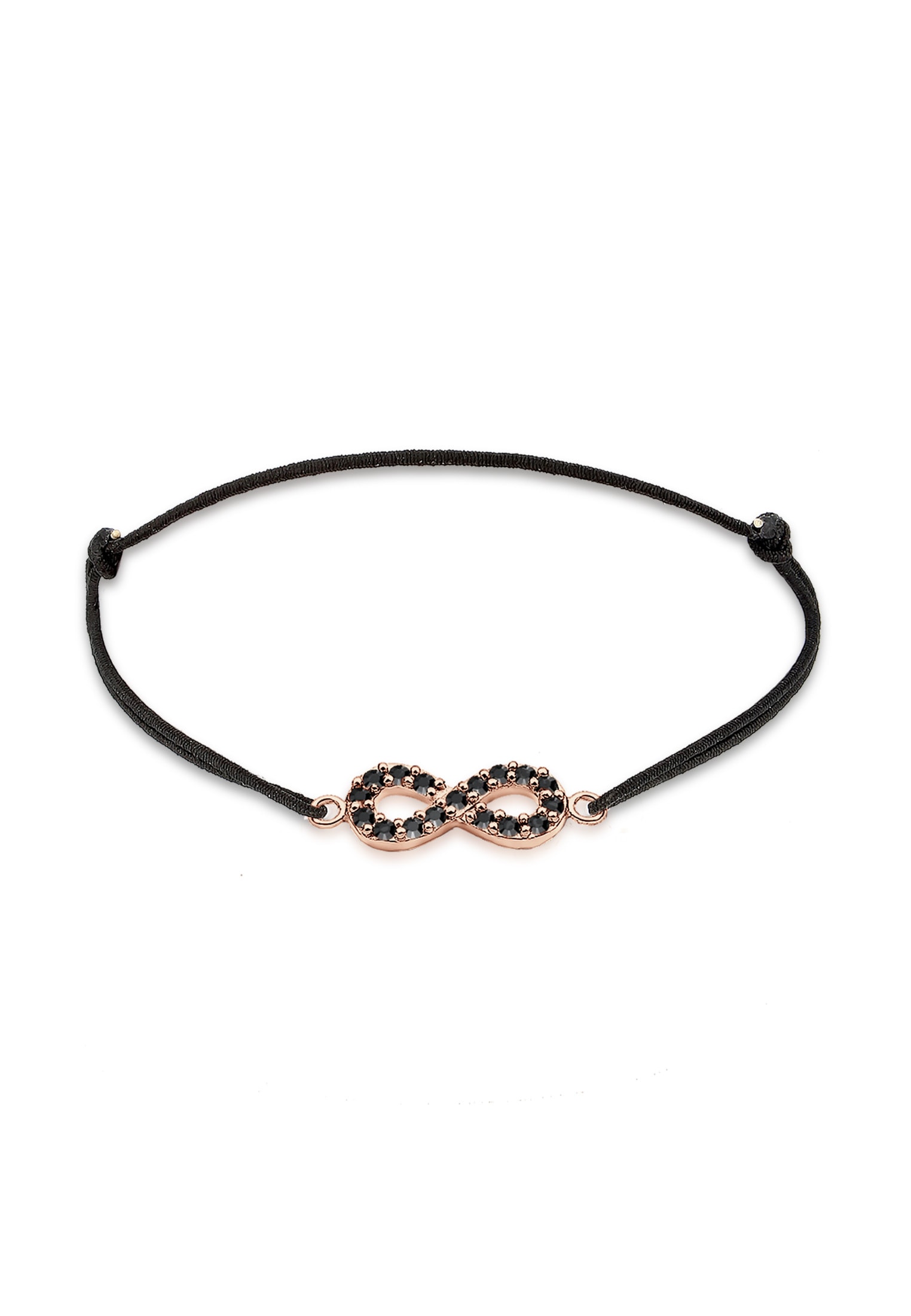 Elli Armkette »Armband Infinity Glas Kristalle Schwarz 925 Sterling Silber Rosegold«