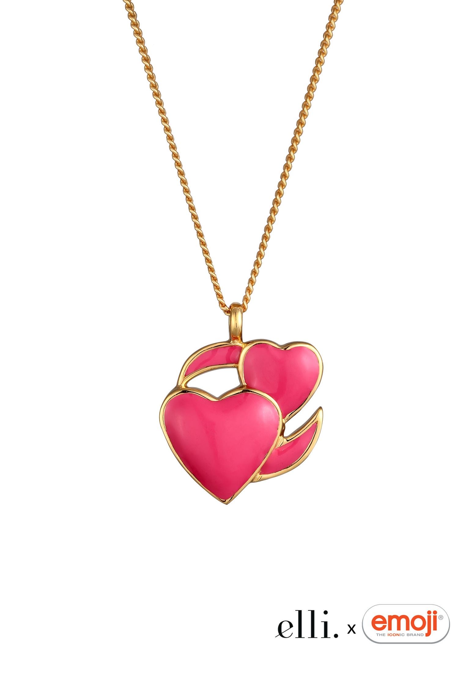Elli Kette mit Anhänger »Halskette Emoji Herz Emaille Rosa 925 Sterling Silber«