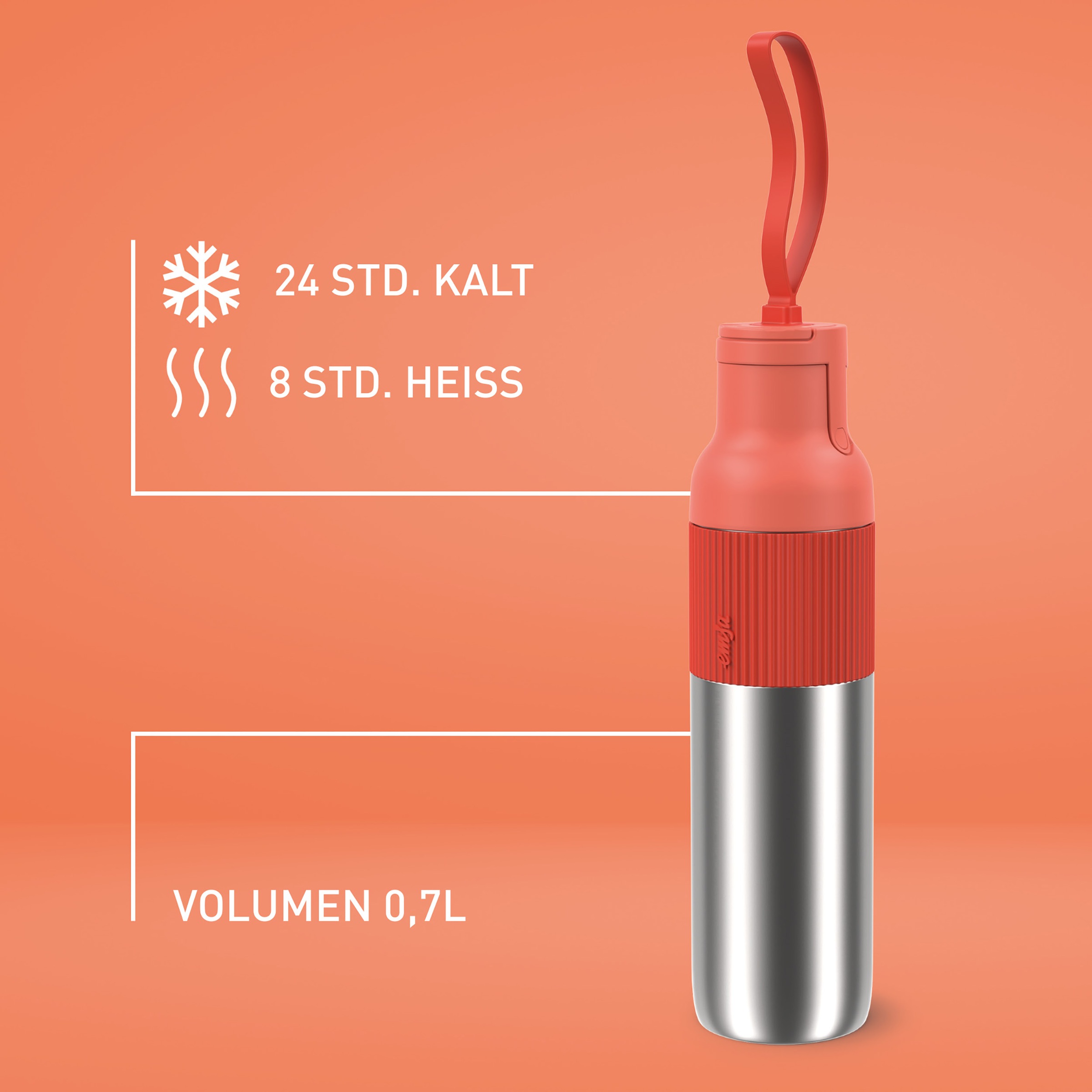 Emsa Isolierflasche »beYou Flip« mit Flip-Verschluss und Trageband, 100% dicht, spülmaschinengeeignet