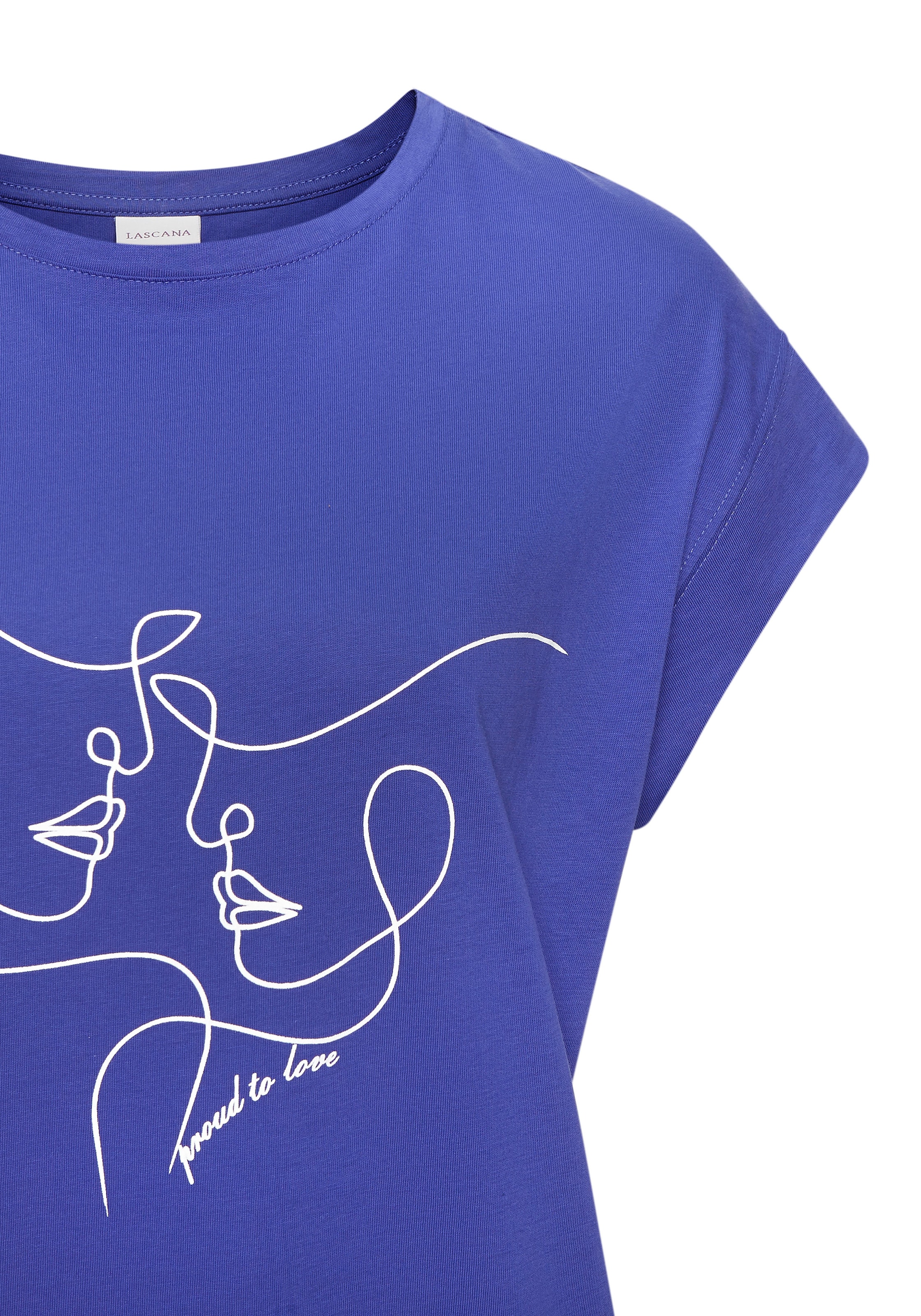 LASCANA Kurzarmshirt, mit Frontdruck, T-Shirt aus Baumwolle, Printshirt, Basic