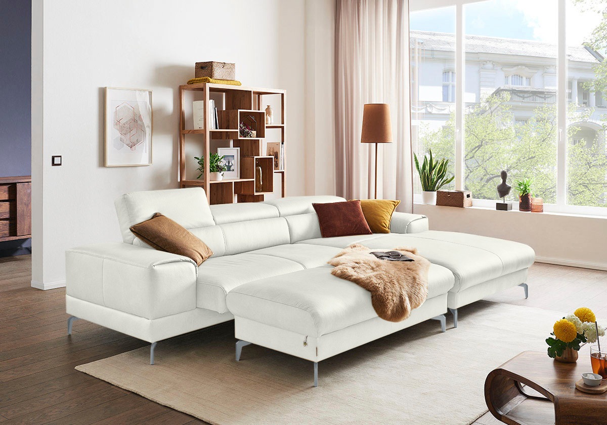 W.SCHILLIG Polsterhocker »piedroo, Designsofa mit tollem Sitzkomfort, bequem, L-Form«, Füße in Silber matt