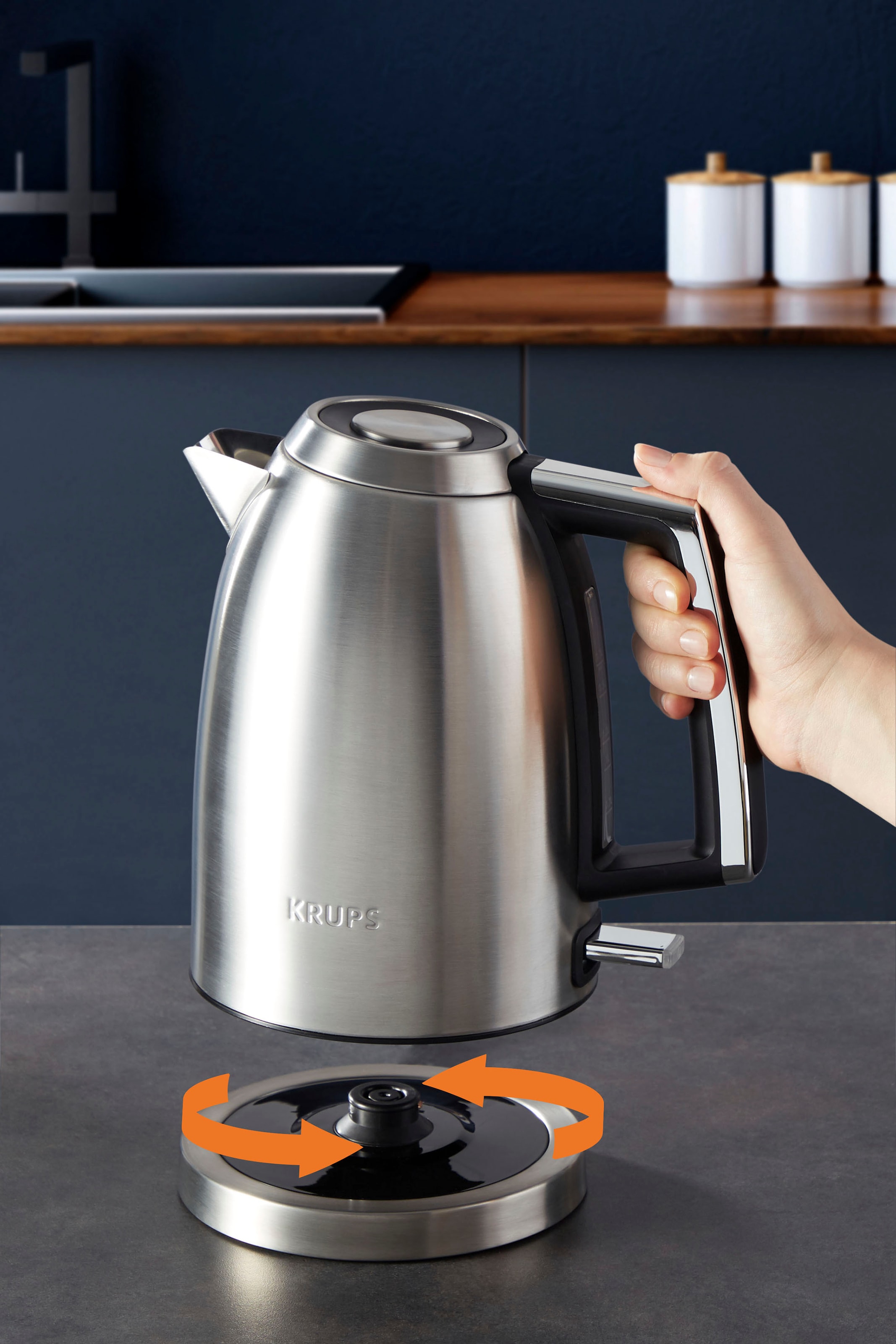 Krups Wasserkocher »BW552D Excellence«, 1,7 l, 2400 W, Auto Shut-Off, 360° drehbarer Sockel, Wasserstand am Griff
