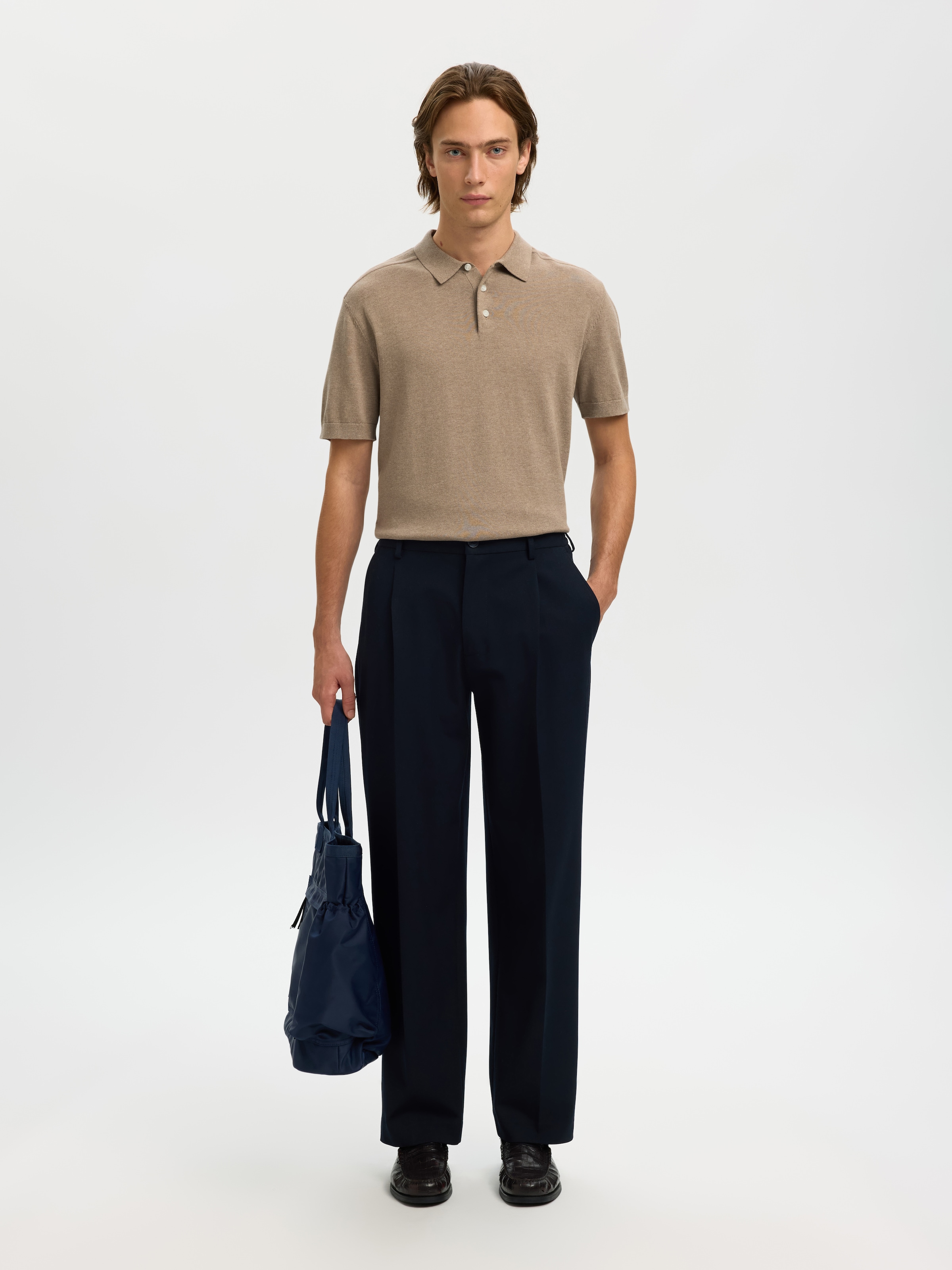 SELECTED Poloshirt »SLHBERG SS KNIT POLO NOOS« aus Feinstrick