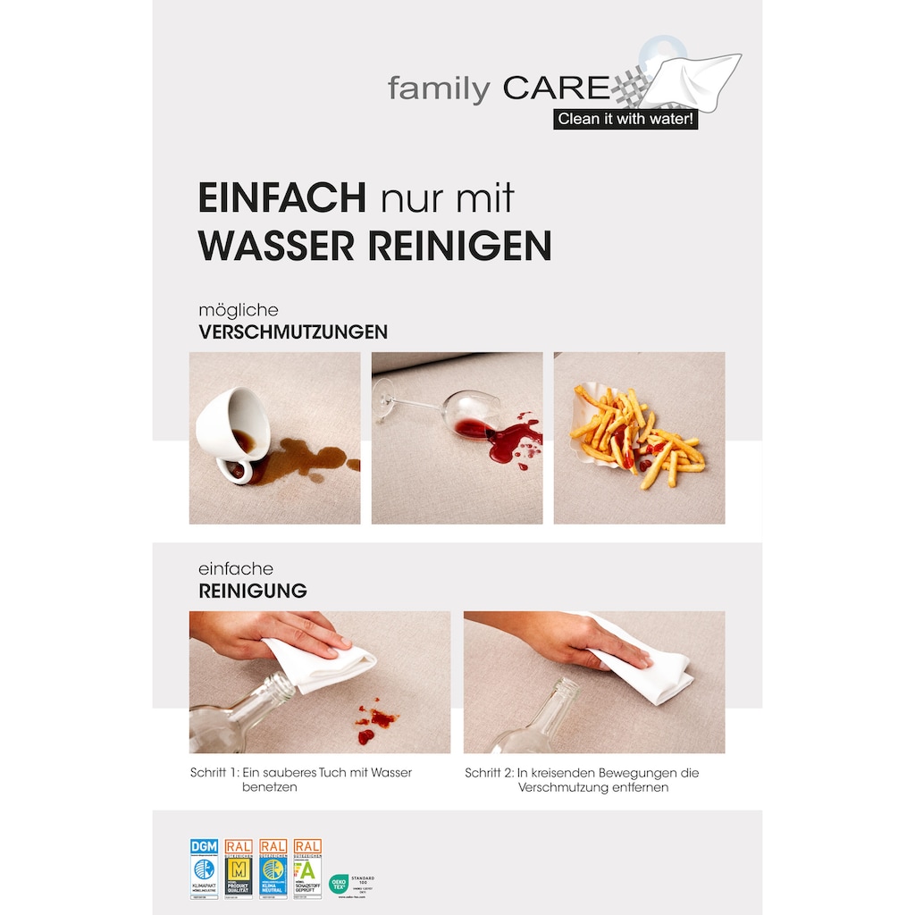 andas Ecksofa »Glimminge auch in Breitcord, Feincord, Bouclé + Easy care-Bezug«, L-Form, Breite 294, Zierkissen