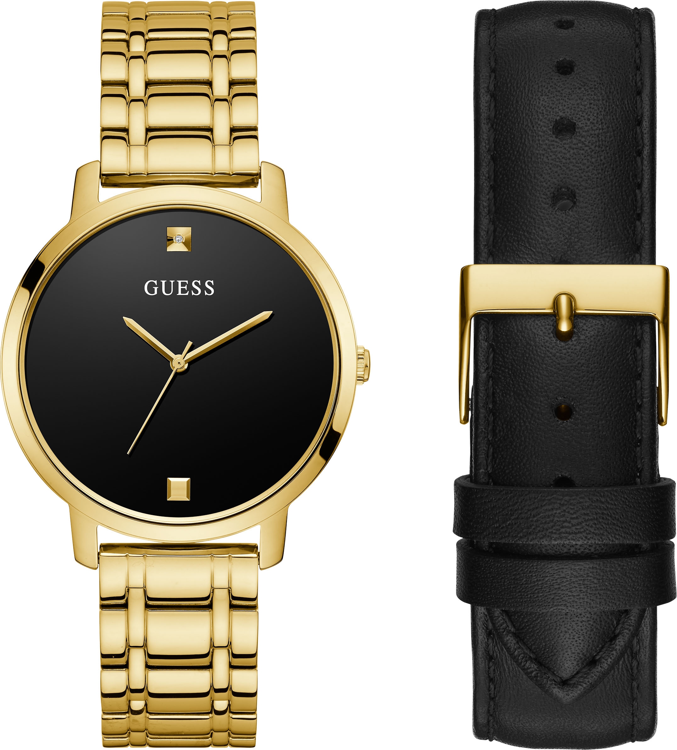 Guess Quarzuhr »NOVA,GW0346L1«, (2 tlg., mit einem schwarzem Wechselband)