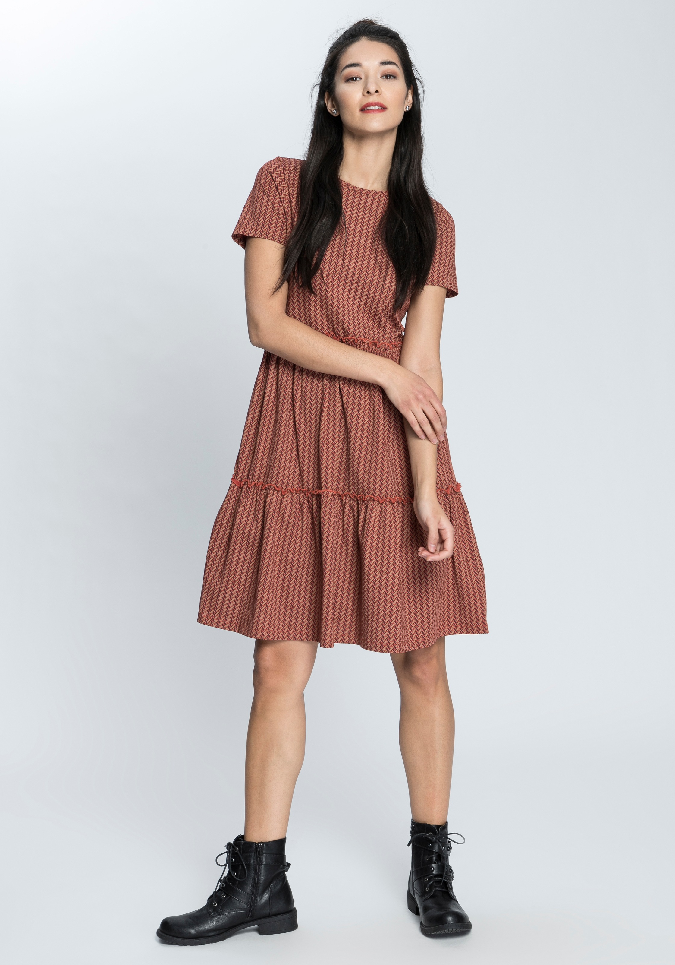 AJC Sommerkleid »Sommerkleid mit Kurzärmel und Volant«, in verschiedenen Druck-Designs