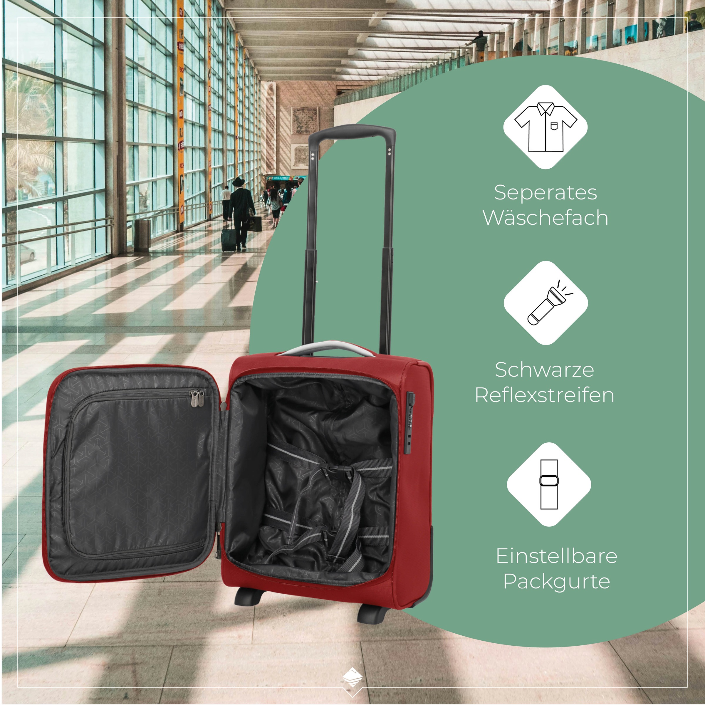 travelite Handgepäck-Trolley »JETPACK Easy 2 Cabin Handgepäck Koffer« 21 l 4 Rollen