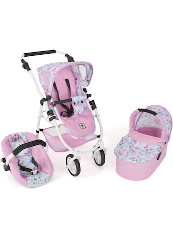 Kombi-Puppenwagen »Emotion All In 3in1, Flowers«, inkl. Babywanne, Babyschale und...