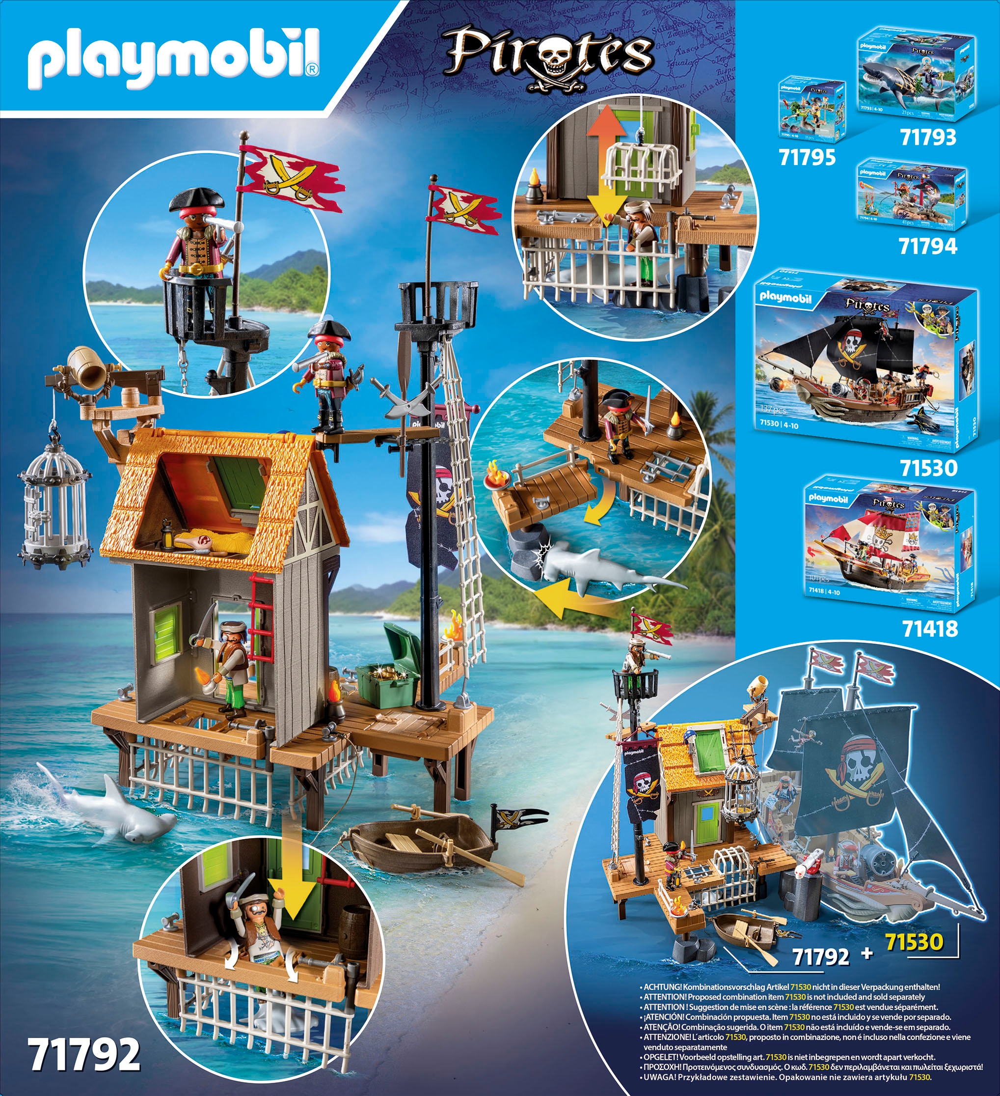 Playmobil® Konstruktions-Spielset »Piratenhafen mit Seeräuber-Gefängnis (71792), Playmobil Pirates«, (165 St.), Made in Germany