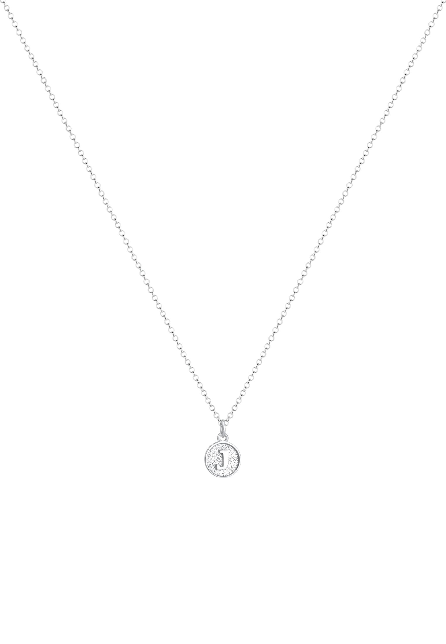 Elli Kette mit Anhänger »Halskette Plättchen Vintage Buchstabe J Initialen 925 Sterling Silber«