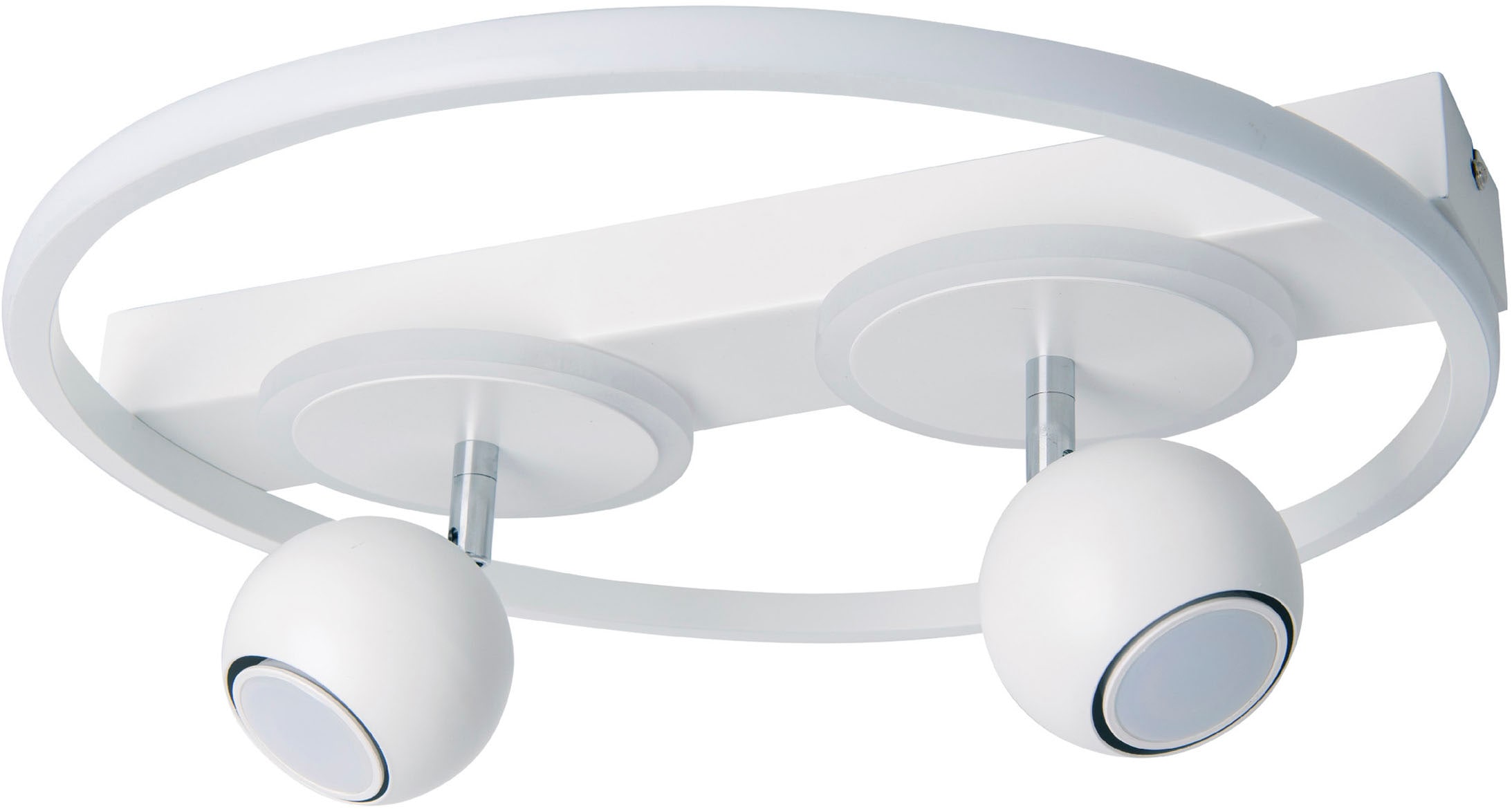 näve LED Deckenleuchte »"Ronda"«, 2 flammig, Leuchtmittel GU10 | Leuchtmittel wechselbar, mattweiß, 2 kugelförmige bewegliche Spots GU 10, LED Leuchtringe