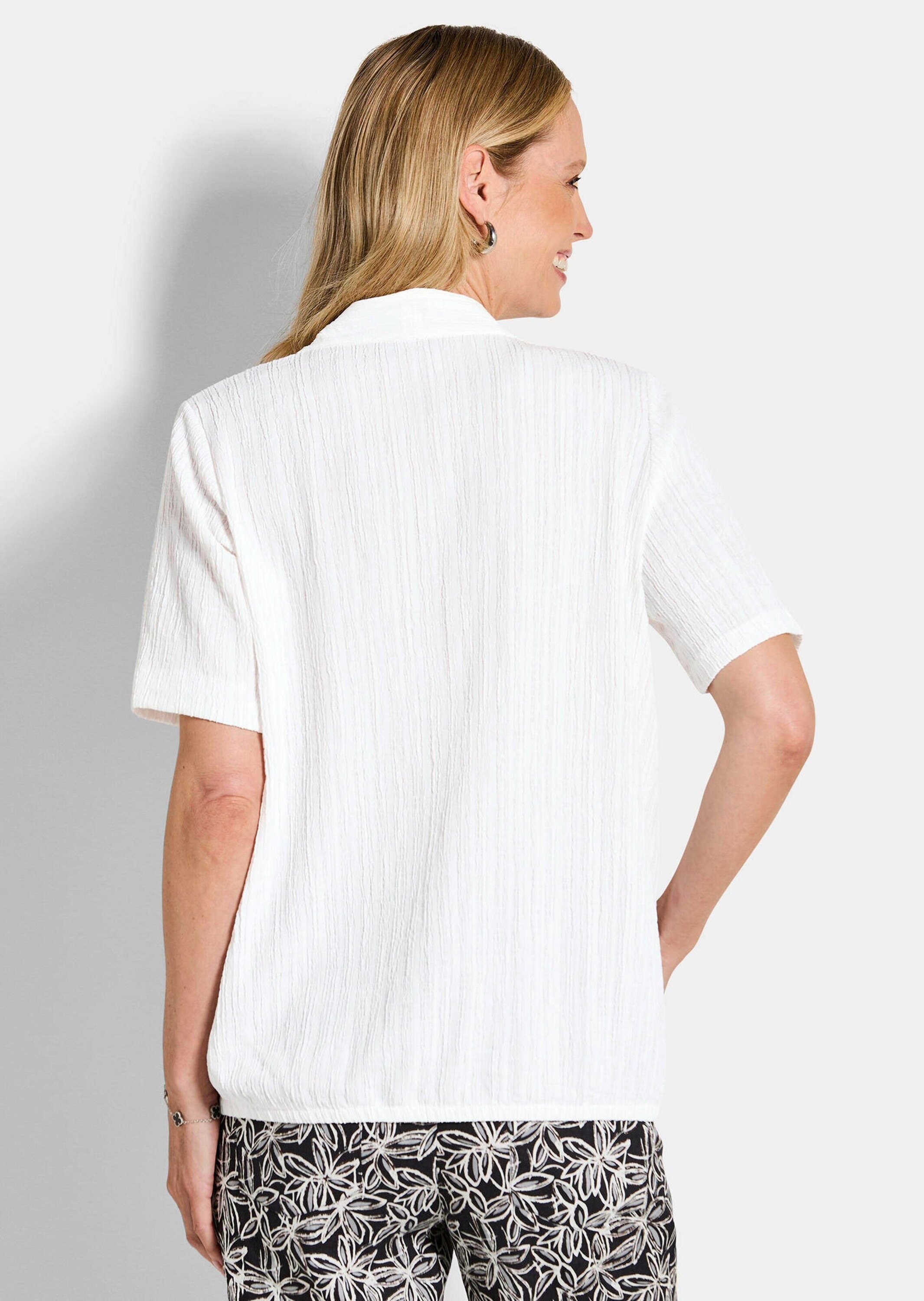 GOLDNER Kurzarmshirt »Businessshirt in Crash-Optik« Gummibündchen am Bund