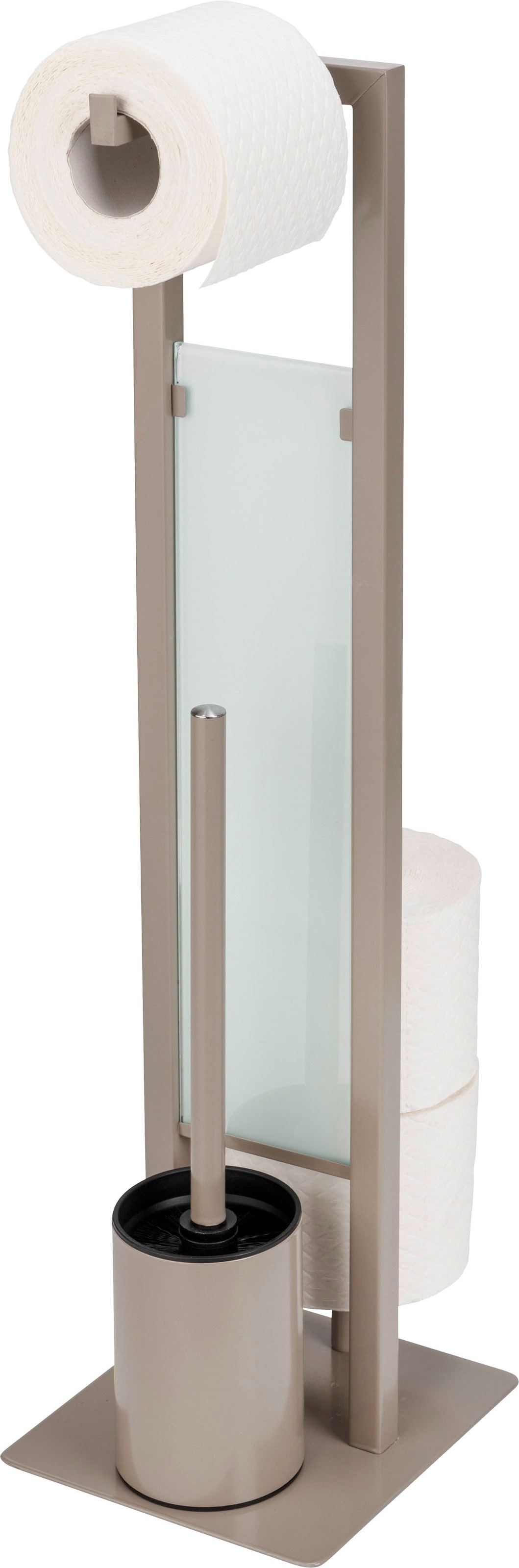 WENKO WC-Garnitur »Rivalta«, aus Glas-Polypropylen, taupe, Platte aus Sicherheitsglas