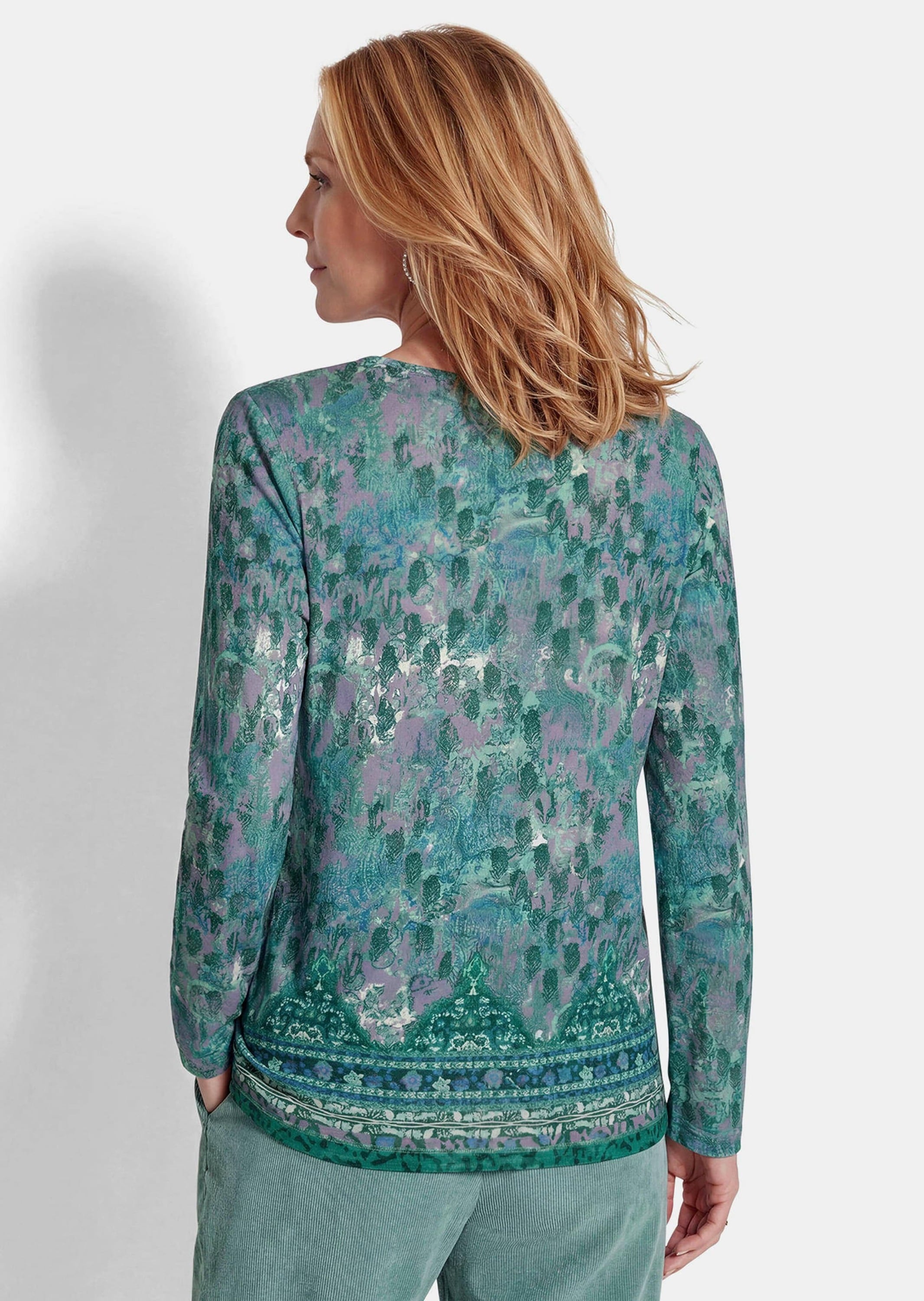 GOLDNER Print-Shirt »Langarmshirt mit Rundhalsausschnitt« stretchbequemer Viskosejersey