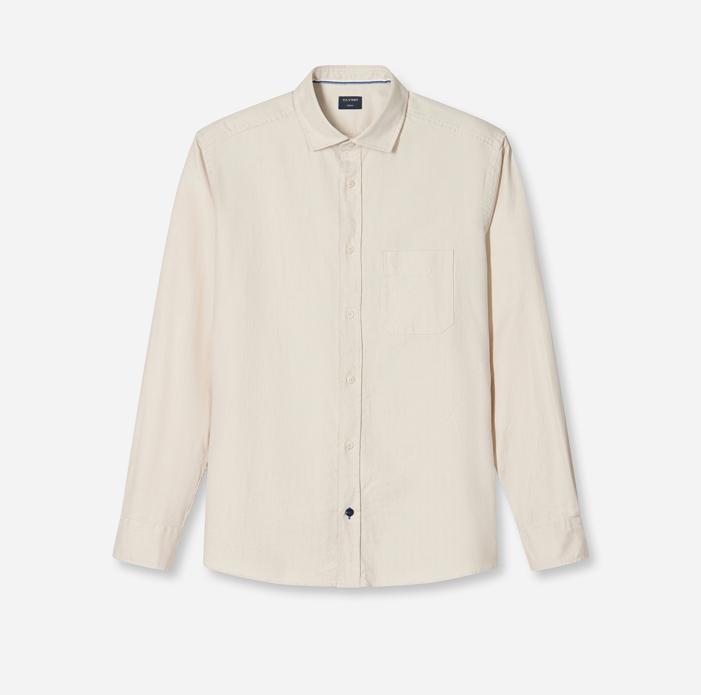 OLYMP Flanellhemd, casual, modern fit, Kentkragen, unifarben