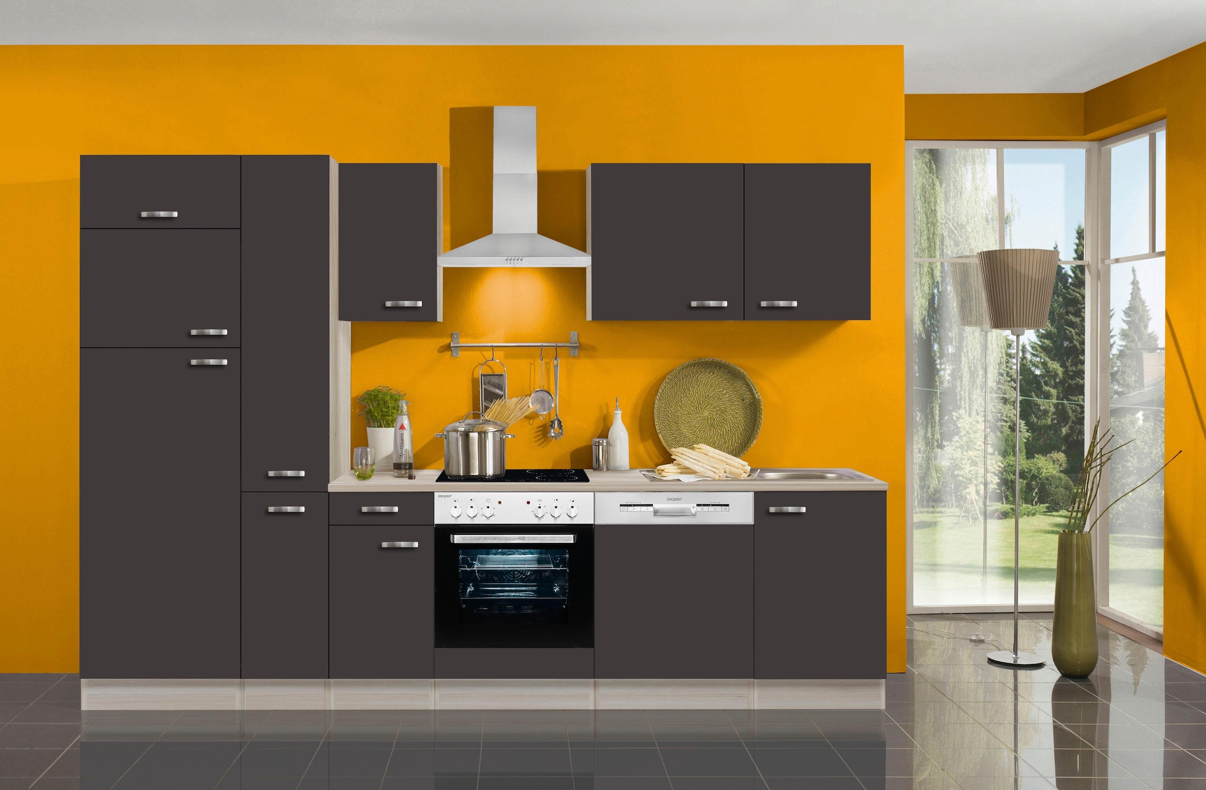 OPTIFIT Küchenzeile »Faro« Breite 300 cm, wahlweise mit E-Geräten, mit Apothekerschrank