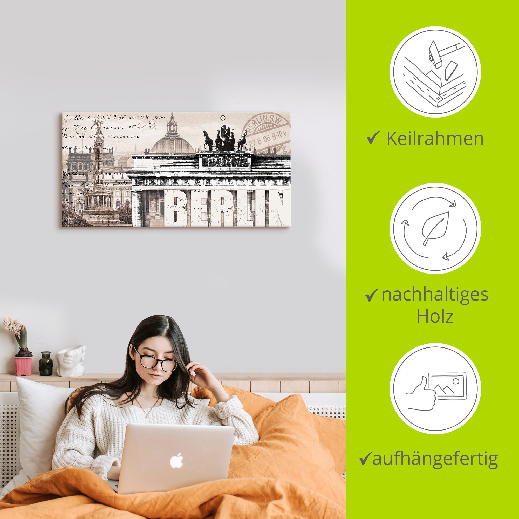 Artland Wandbild »Berlin II«, Deutschland, (1 St.), als Leinwandbild, Poster, Wandaufkleber in verschied. Größen