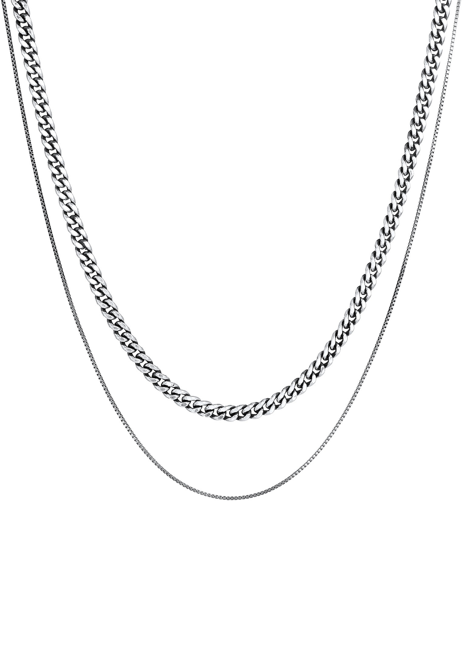 Kuzzoi Silberkette »Halskette Herren Ketten Panzer Venezia (2 tlg.) 925 Silber«