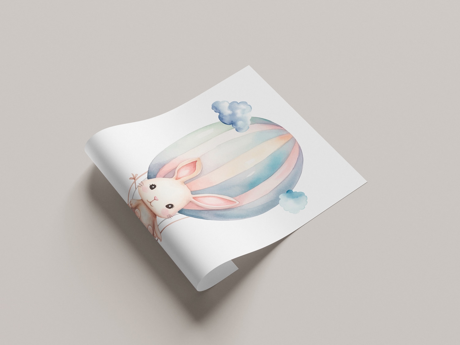 Lüttenhütt Bild mit Rahmen »oder Poster, Hase im Heißluftballon am Himmel«, Ballonfahren-Fantasy-Hase-Hasen-Heißluftballon-Tiere, (1 St.), HD Premium Druck