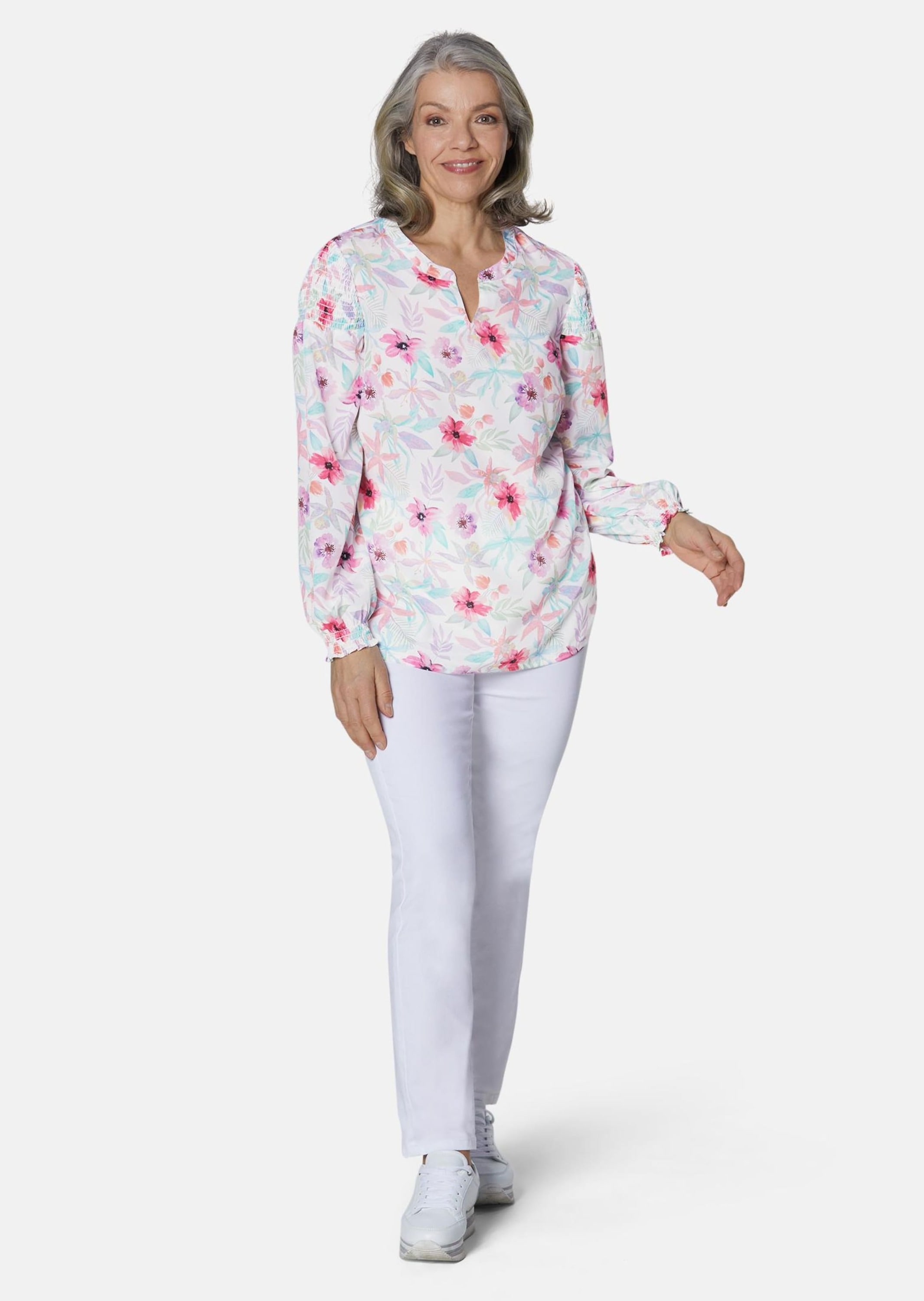 GOLDNER Druckbluse »Kurzgröße Druckbluse aus Polyester« Ohne