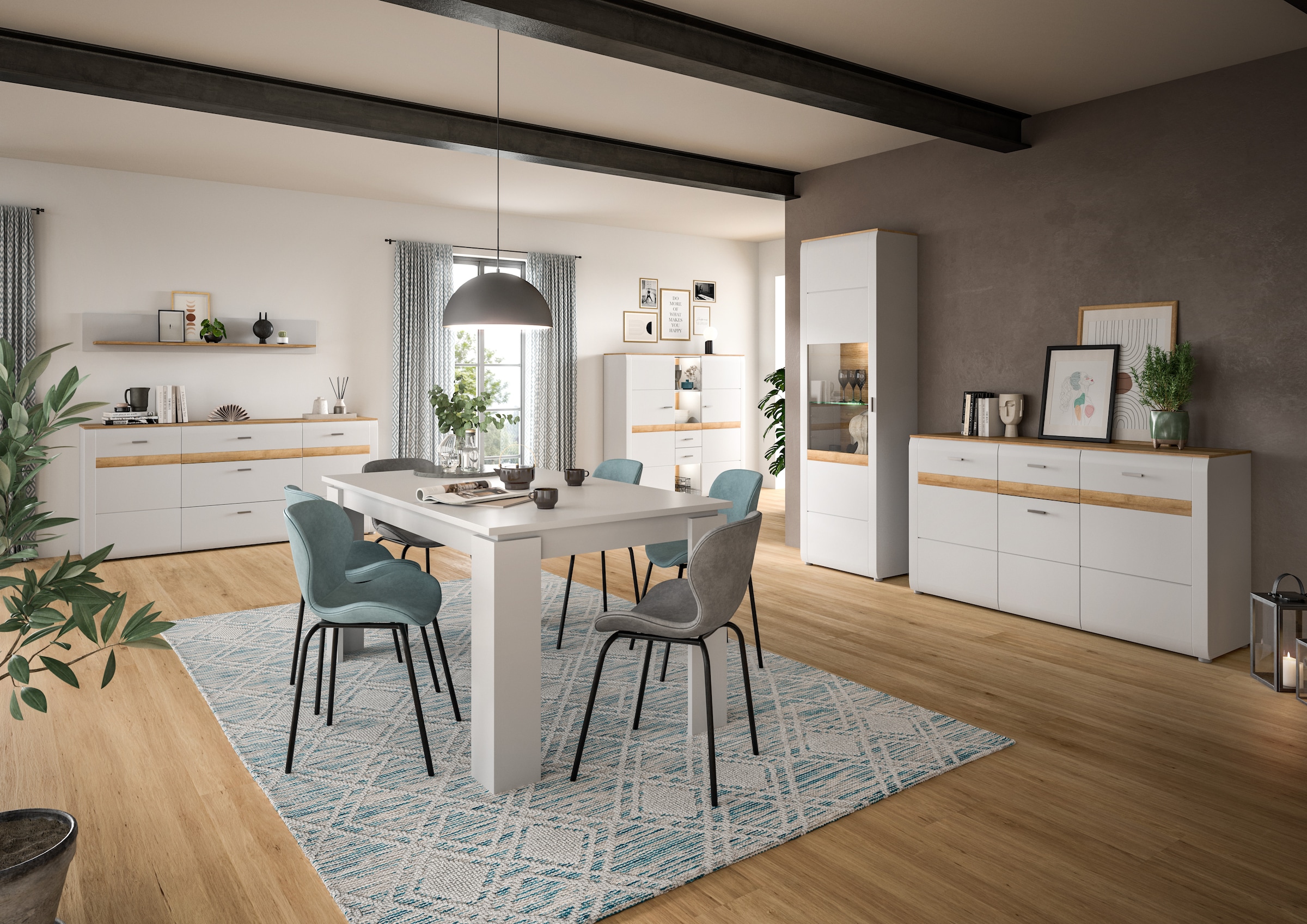 INOSIGN Standvitrine »Aska, Höhe 202cm, Metallgriff, 1 Glastür, 1 Glaseinlegeboden, 6 Fächer«, (1 St.), Matte Optik, 2-farbig, Vitrine, Vitrinenschrank, Hochschrank, Schrank