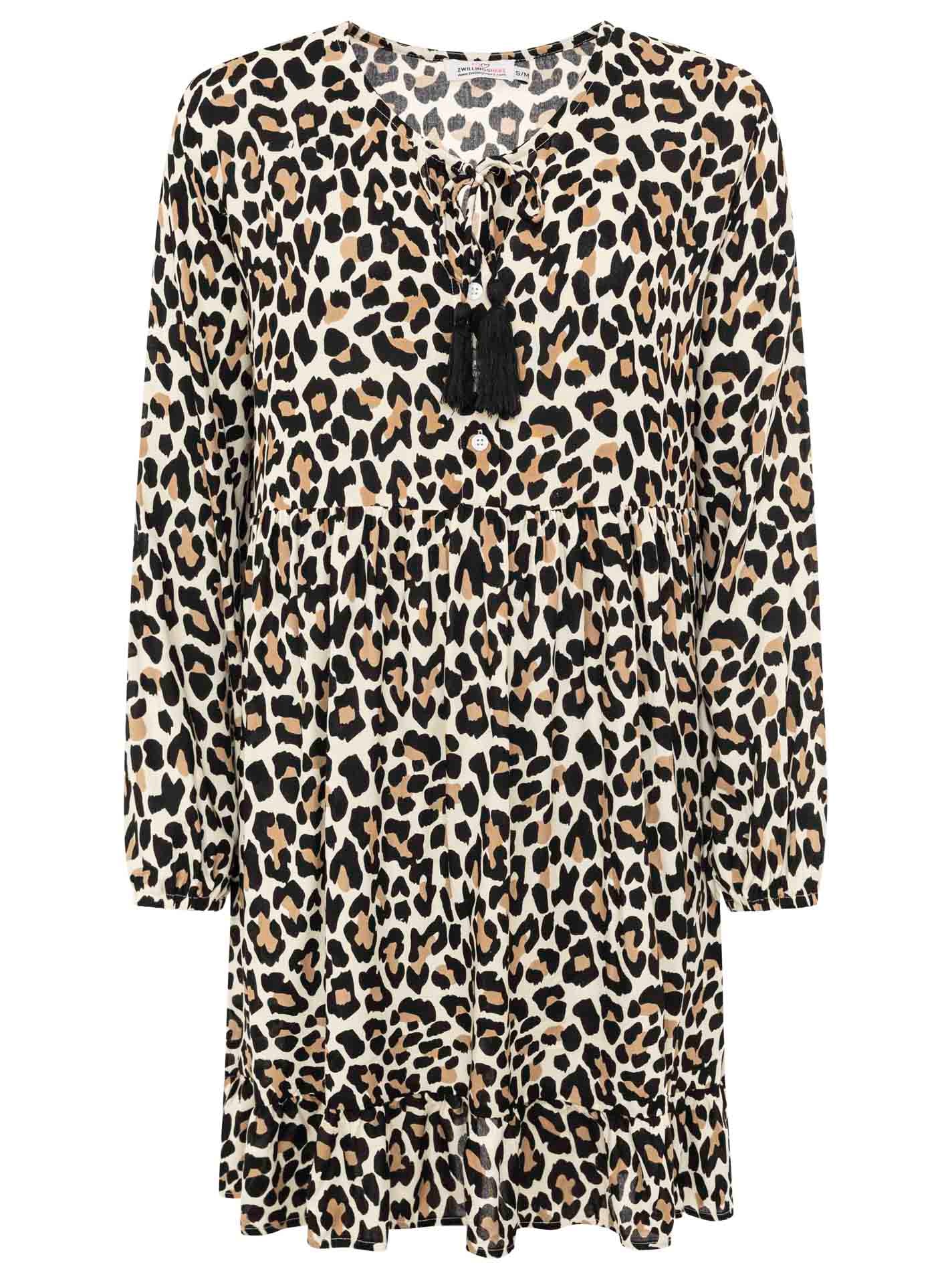 Zwillingsherz Sweatkleid »"Leo Dream"« Leomuster, figurumspielend, pinke Tassel, lange Ärmel