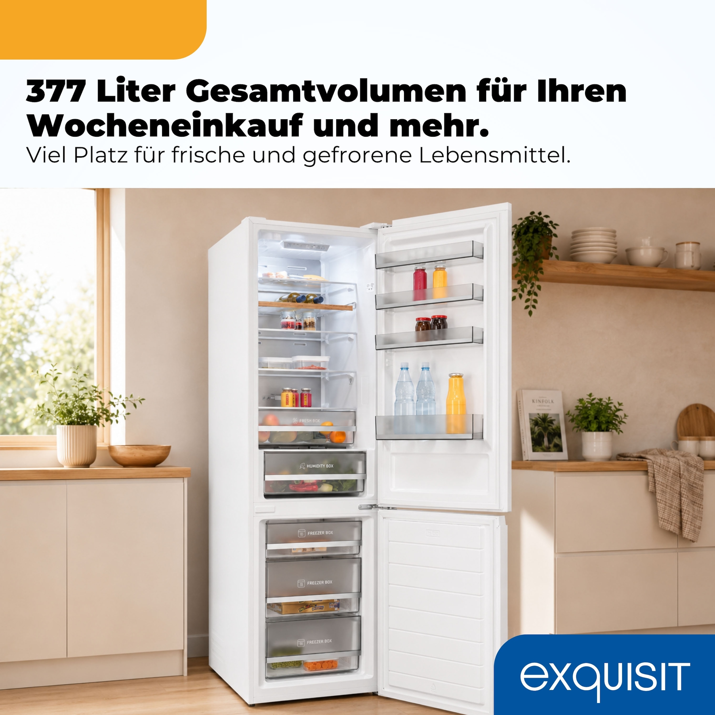 exquisit Kühl-/Gefrierkombination »KGC380-115-NF-040A weiss« 200,5 cm hoch 59,5 cm breit NoFrost-Kühlung – nie wieder abtauen, einfache Pflege & beste Frische