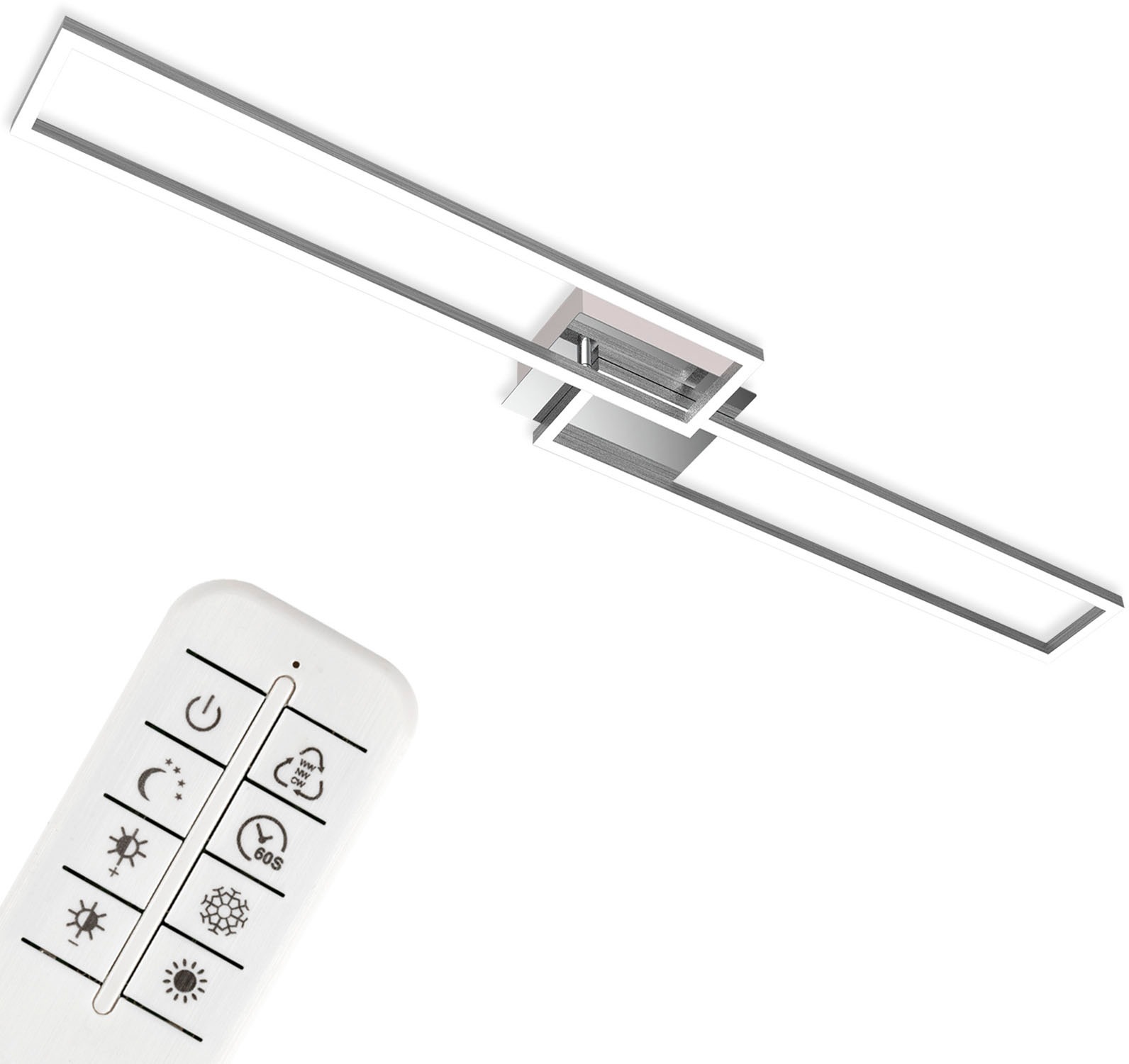 Briloner Leuchten LED Deckenleuchte »3145018 FRAME«, Leuchtmittel LED-Board | LED fest integriert, Deckenlampe, 110x24,8x7,8cm, Chrom, 40W, Wohnzimmer, Schlafzimmer