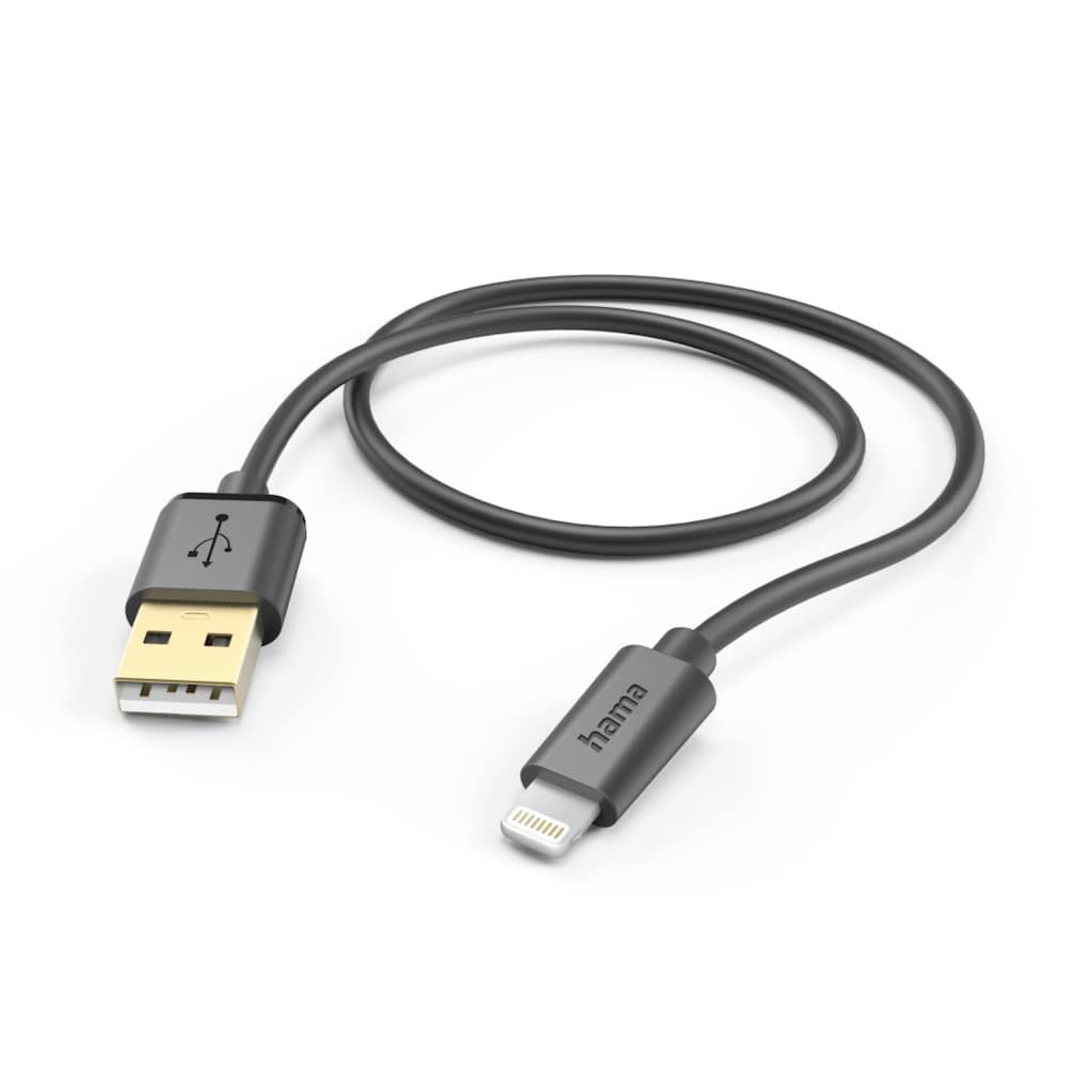 Hama USB-Kabel »Schnellladekabel, USB-A und Lightning, 1,5 m, Schwarz, USB 2.0«, Lightning-USB Typ A, 150 cm