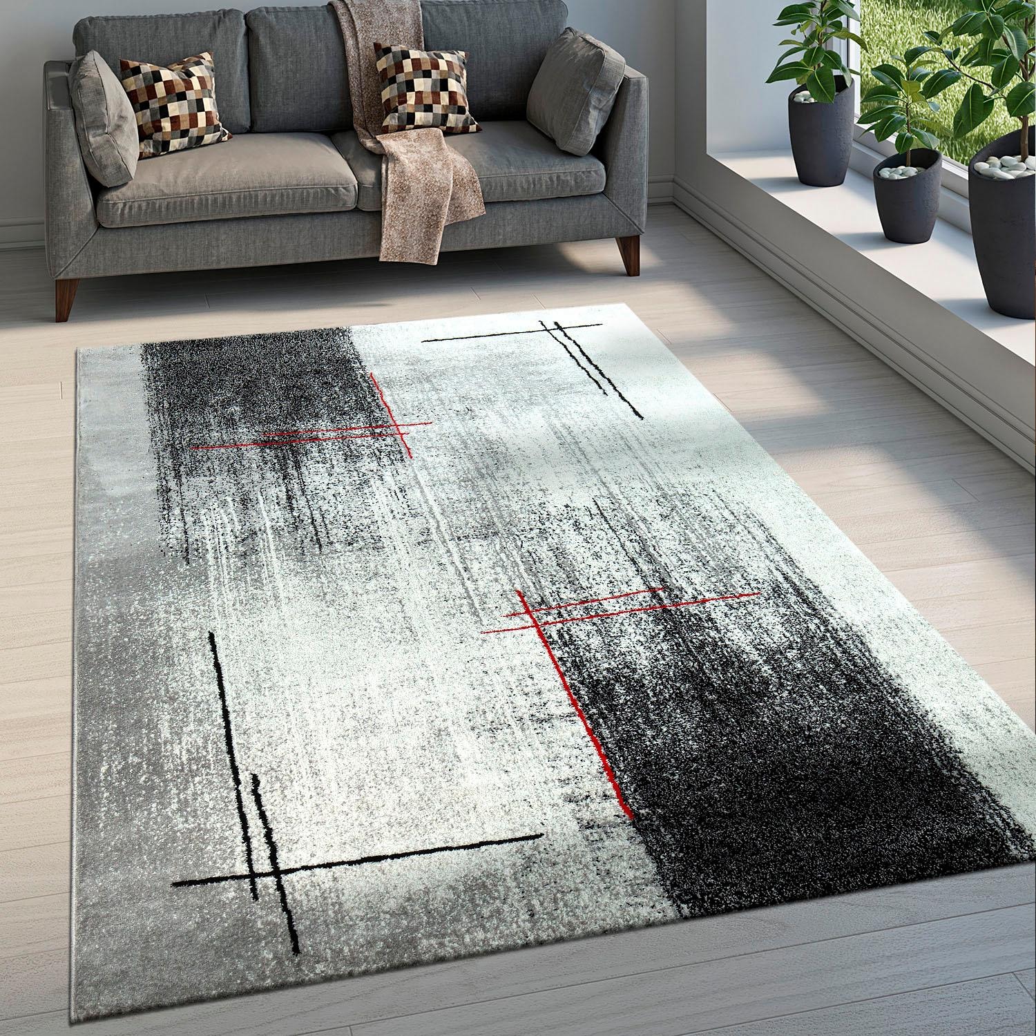 Paco Home Teppich »Tibesti5092«, rechteckig, 15 mm Höhe, Kurzflor, Wohnzimmer