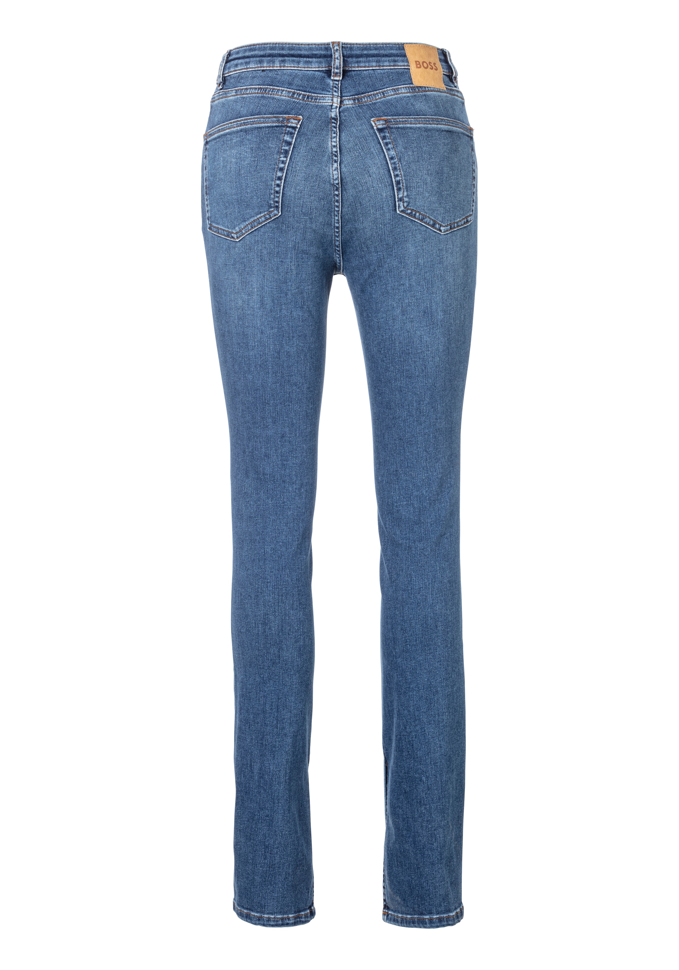 BOSS ORANGE Slim-fit-Jeans »Rosa High Rise Bootcut Premium Damenmode«, mit Leder-Badge